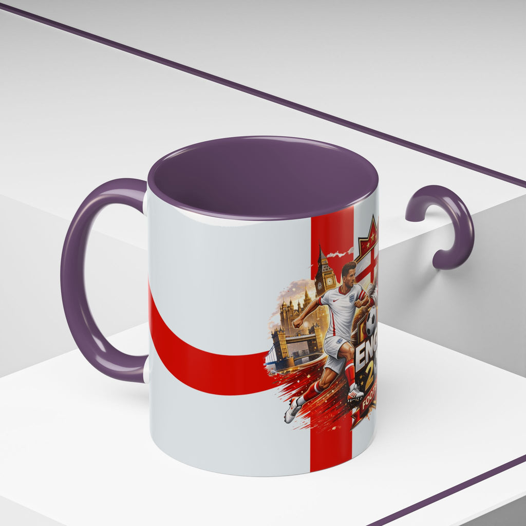 England 2026 Football Cup Accent Mug — Lion & St. George Soccer Coffee Cup (11/15oz)