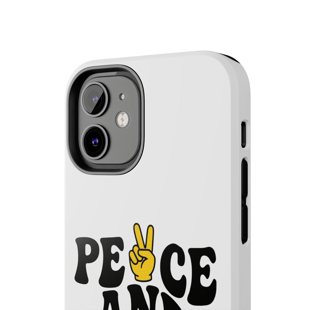 Peace and Love Tough Phone Case — Retro Peace Sign & Heart Protective Cover