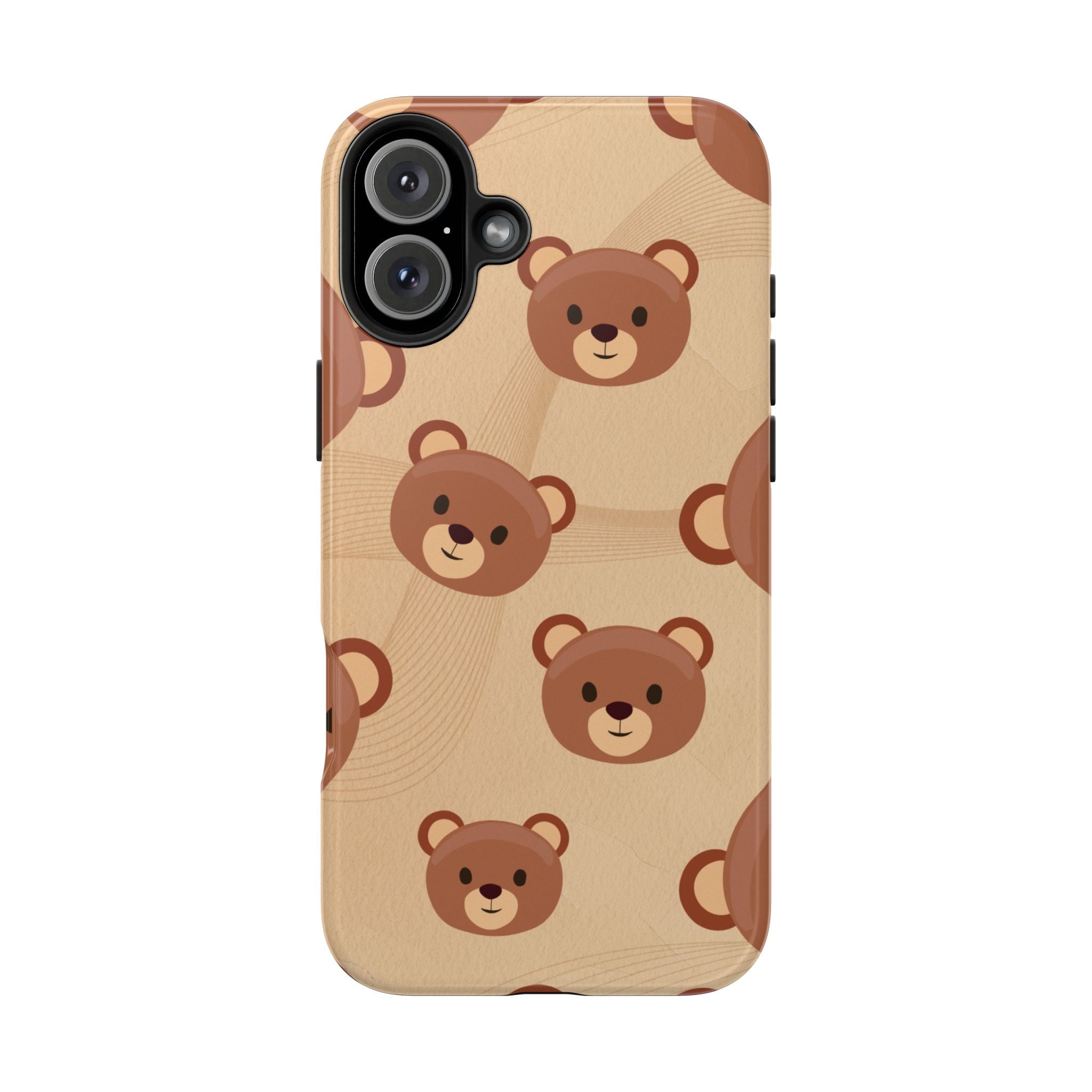 Bear Pattern Tough Phone Case — Cute Brown Bear Protective Phone Cover