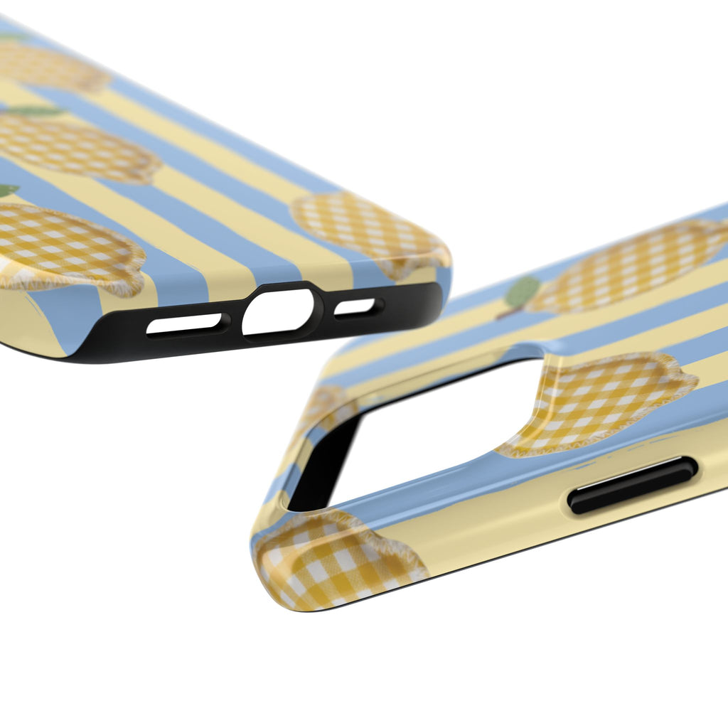 Tough Phone Case — Blue & Yellow Gingham Lemon Design