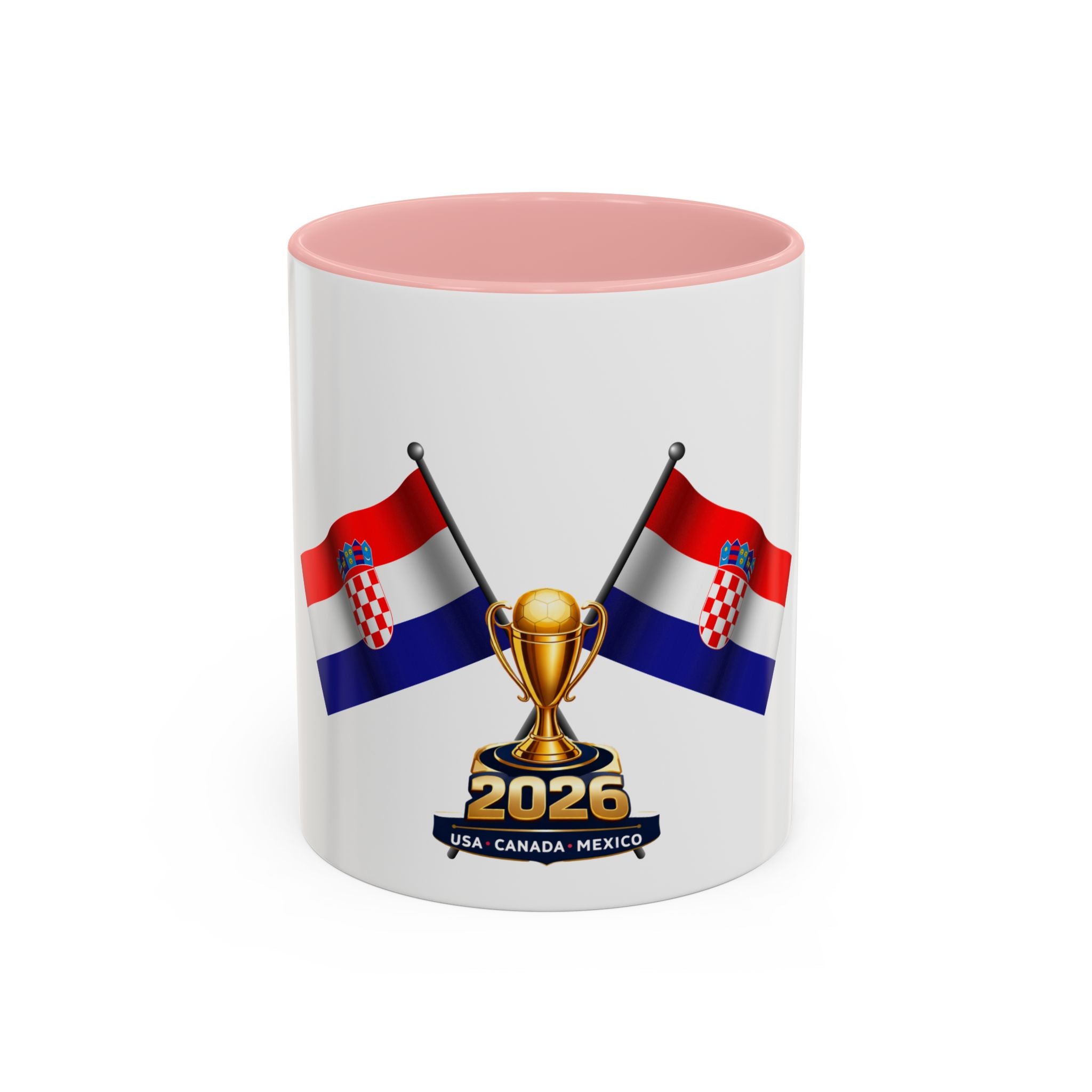 Croatia 2026 Soccer Fan Coffee Mug — Flags & Trophy Cup Design