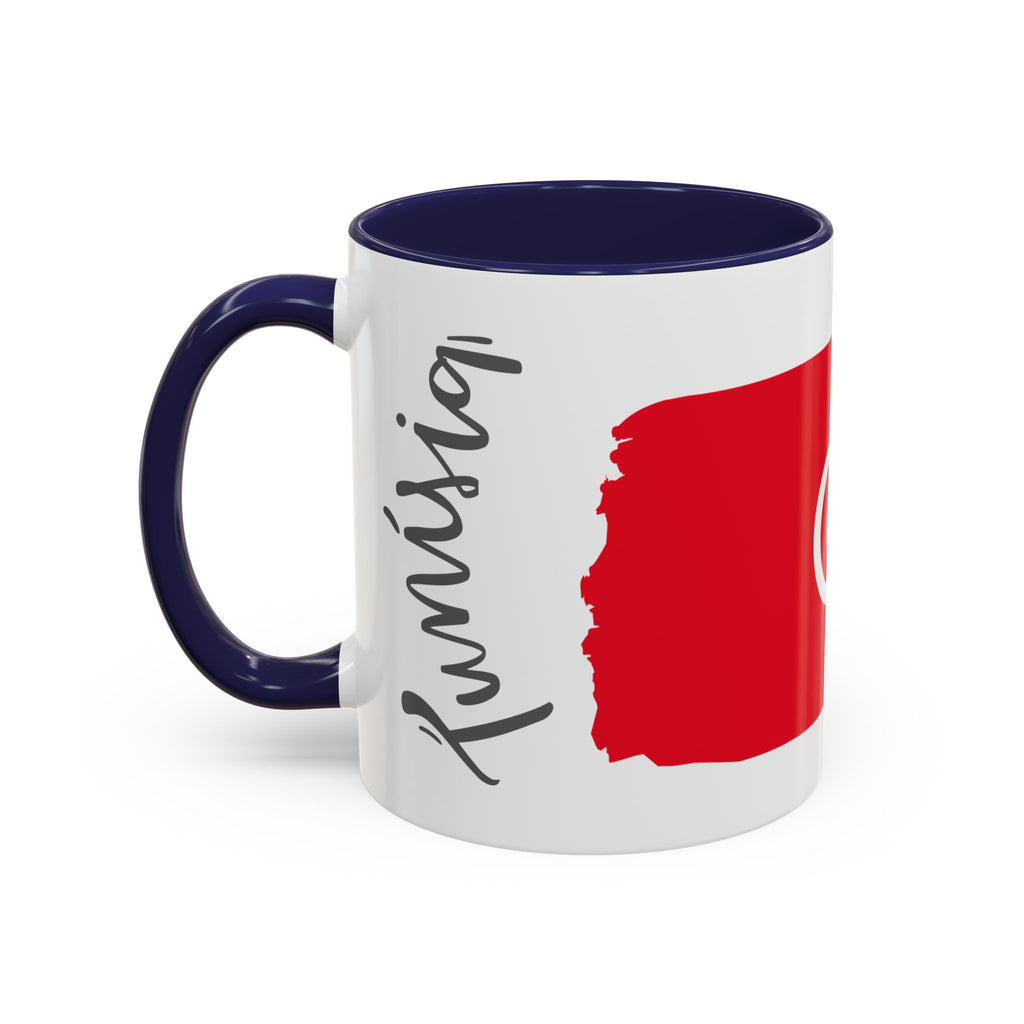 Tunisia Flag Accent Coffee Mug – Red Brushstroke Design (11/15oz)