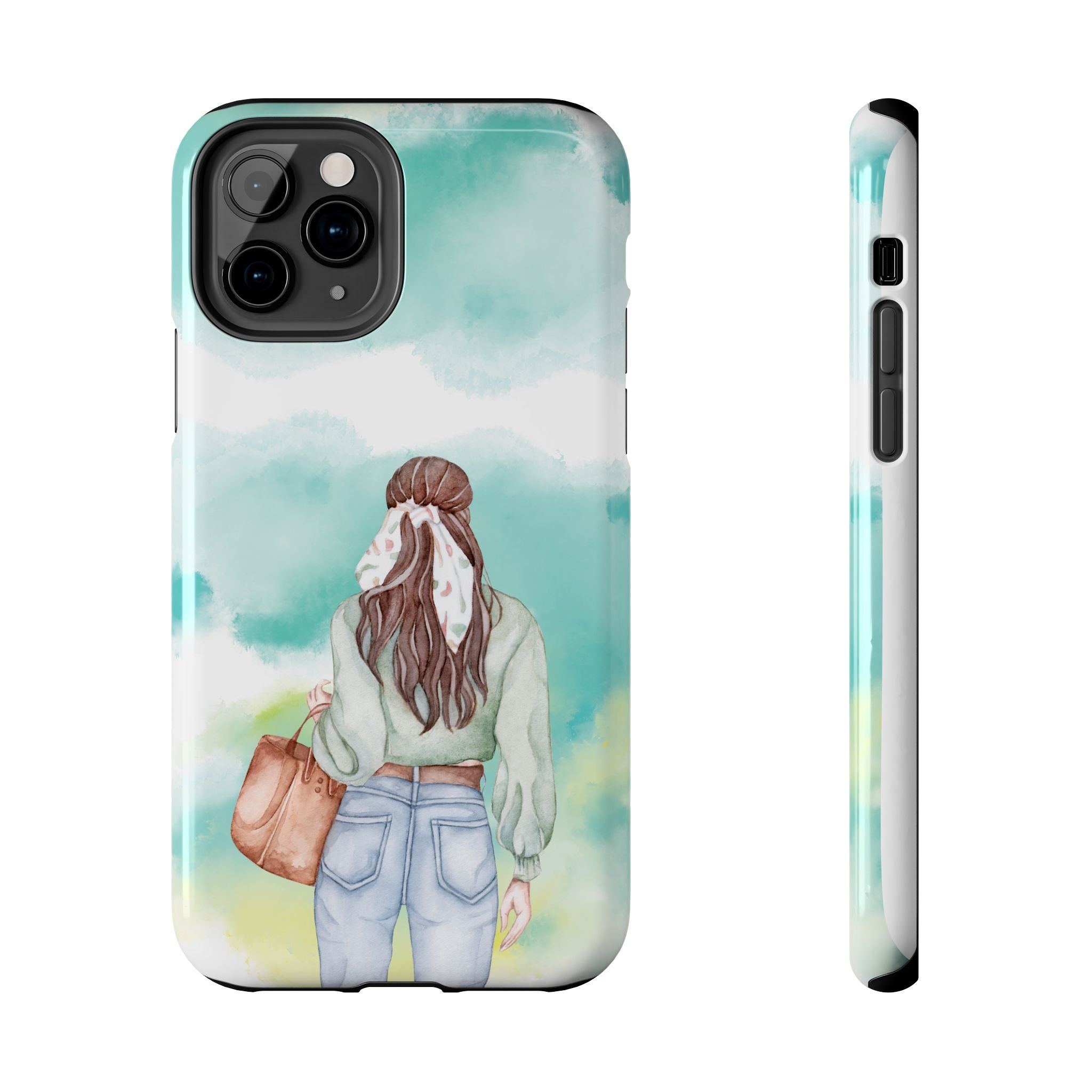 Watercolor Girl Tough Phone Case — Trendy Pastel Back-to-School Protective Cover