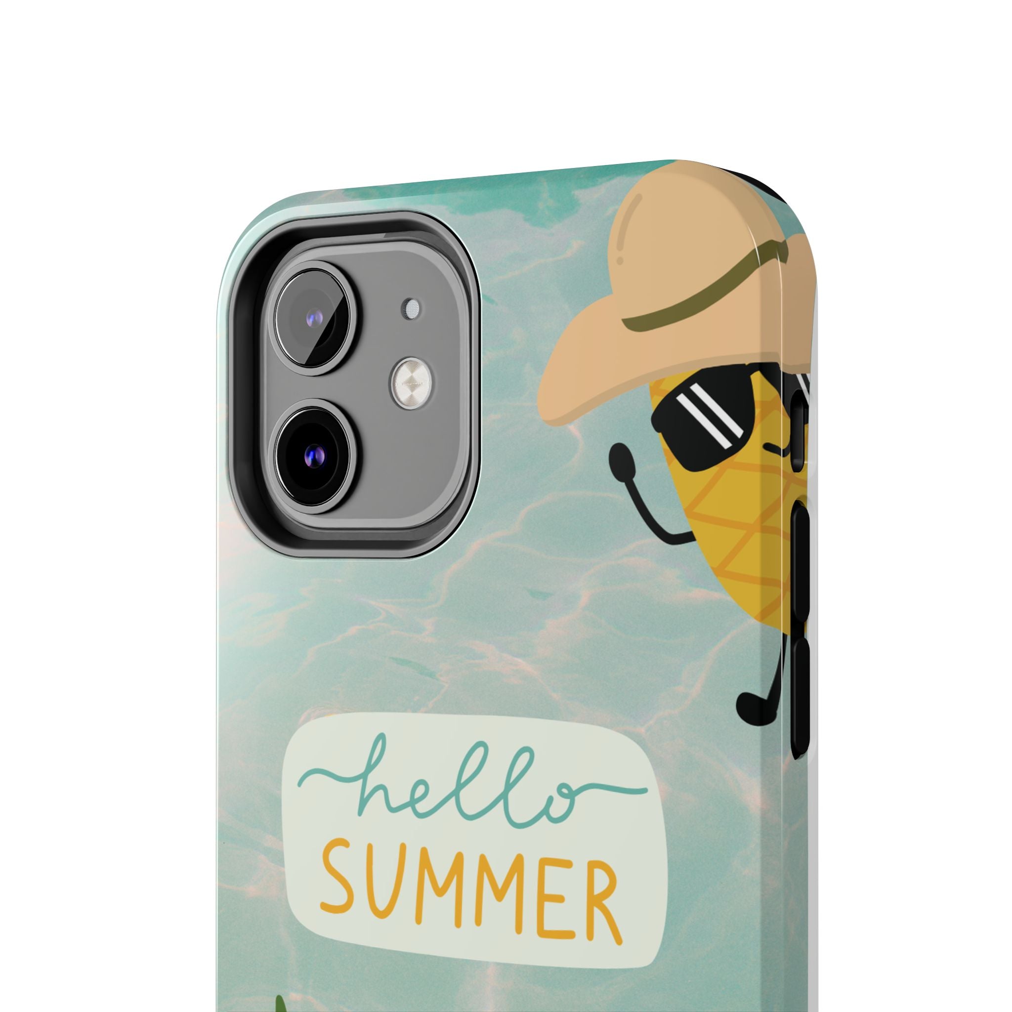 Hello Summer Tough Phone Case - Cute Pineapple & Oranges Beach Design
