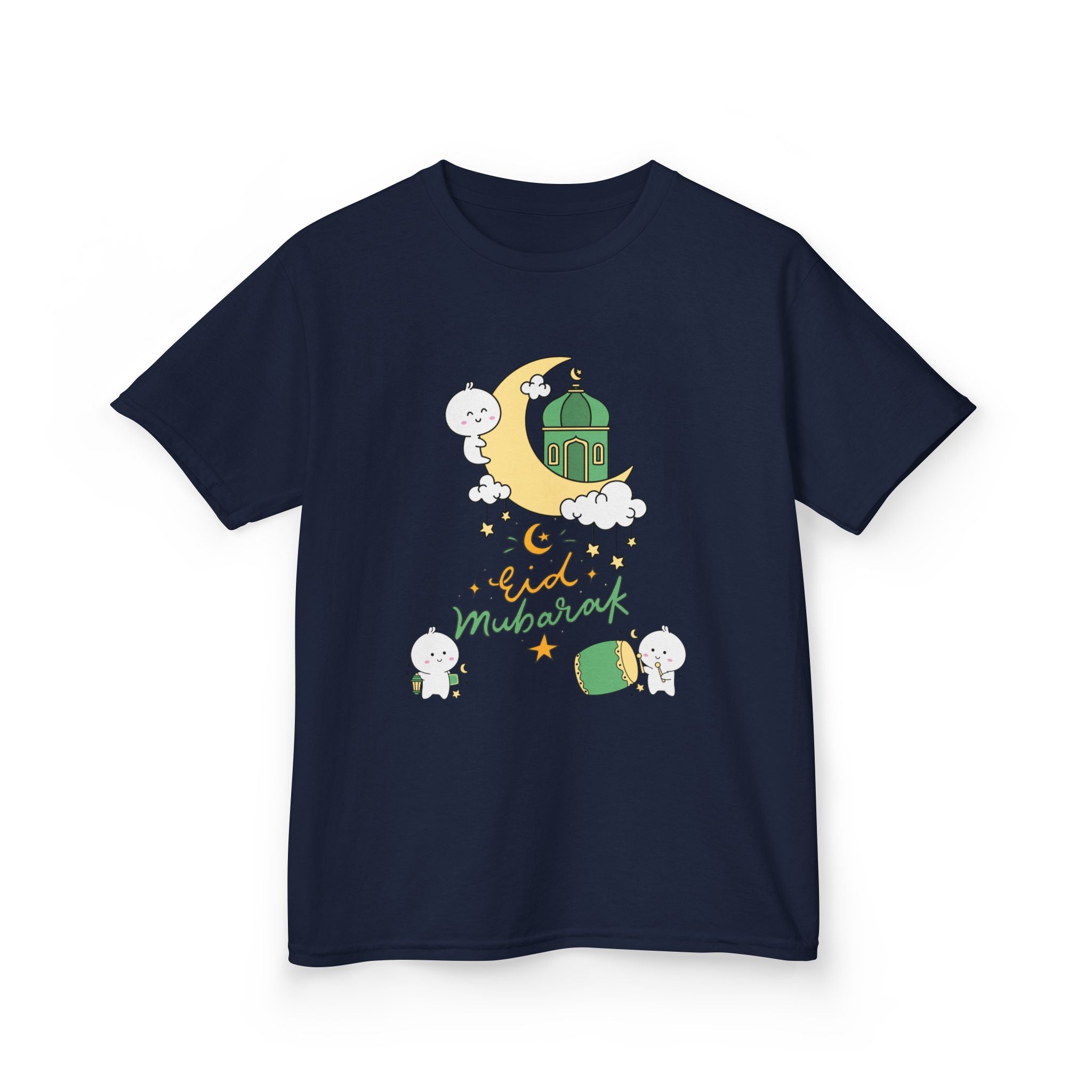 Kids Eid Mubarak Tee — Cute Crescent Moon & Mosque Ramadan Shirt