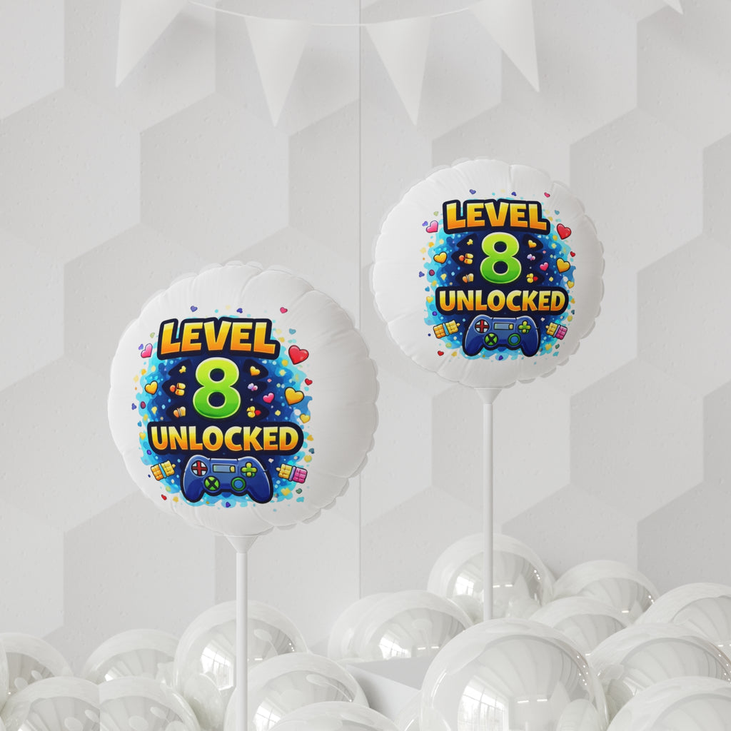 Level 8 Unlocked Birthday Balloon