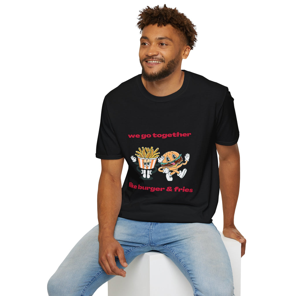 Burger & Fries Graphic T-Shirt — "We Go Together" Cute Matching Tee
