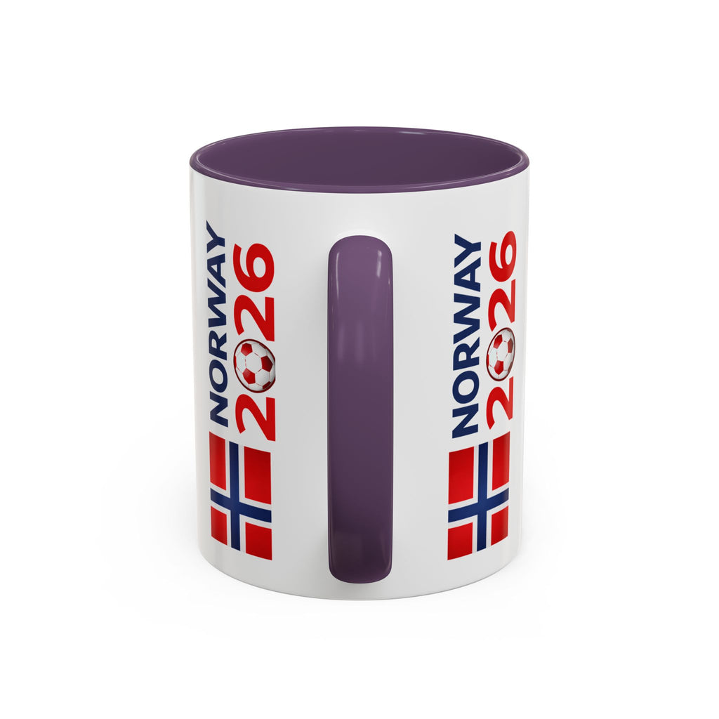 Norway Flag Accent Coffee Mug – Norway 2026 Soccer Fan Ceramic Mug (11/15oz)