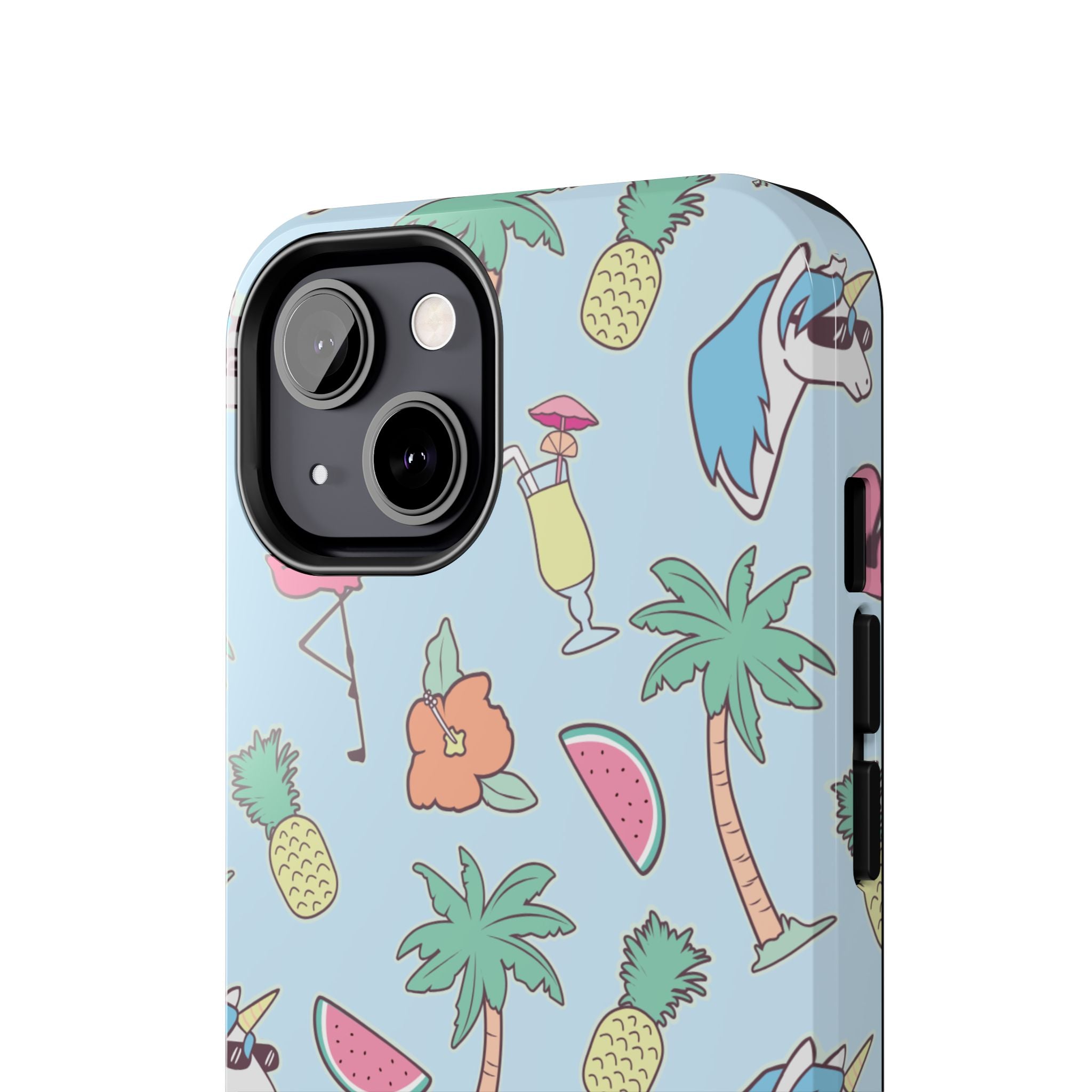 Tropical Summer Tough Phone Case — Pineapple, Flamingo & Palm Pattern