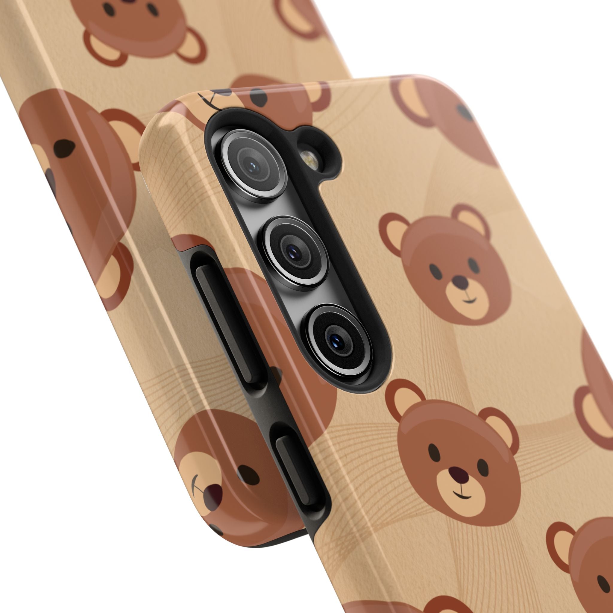 Bear Pattern Tough Phone Case — Cute Brown Bear Protective Phone Cover