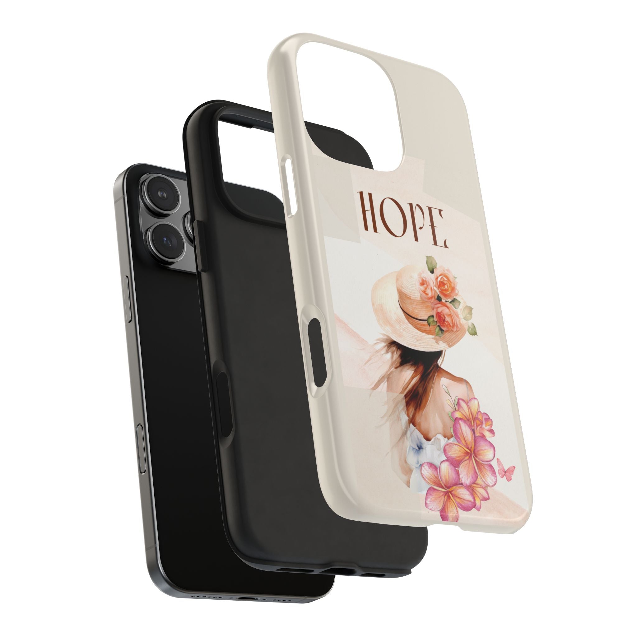 Hope Floral Tough Phone Case — Protective iPhone Case with Watercolor Girl & Flowers