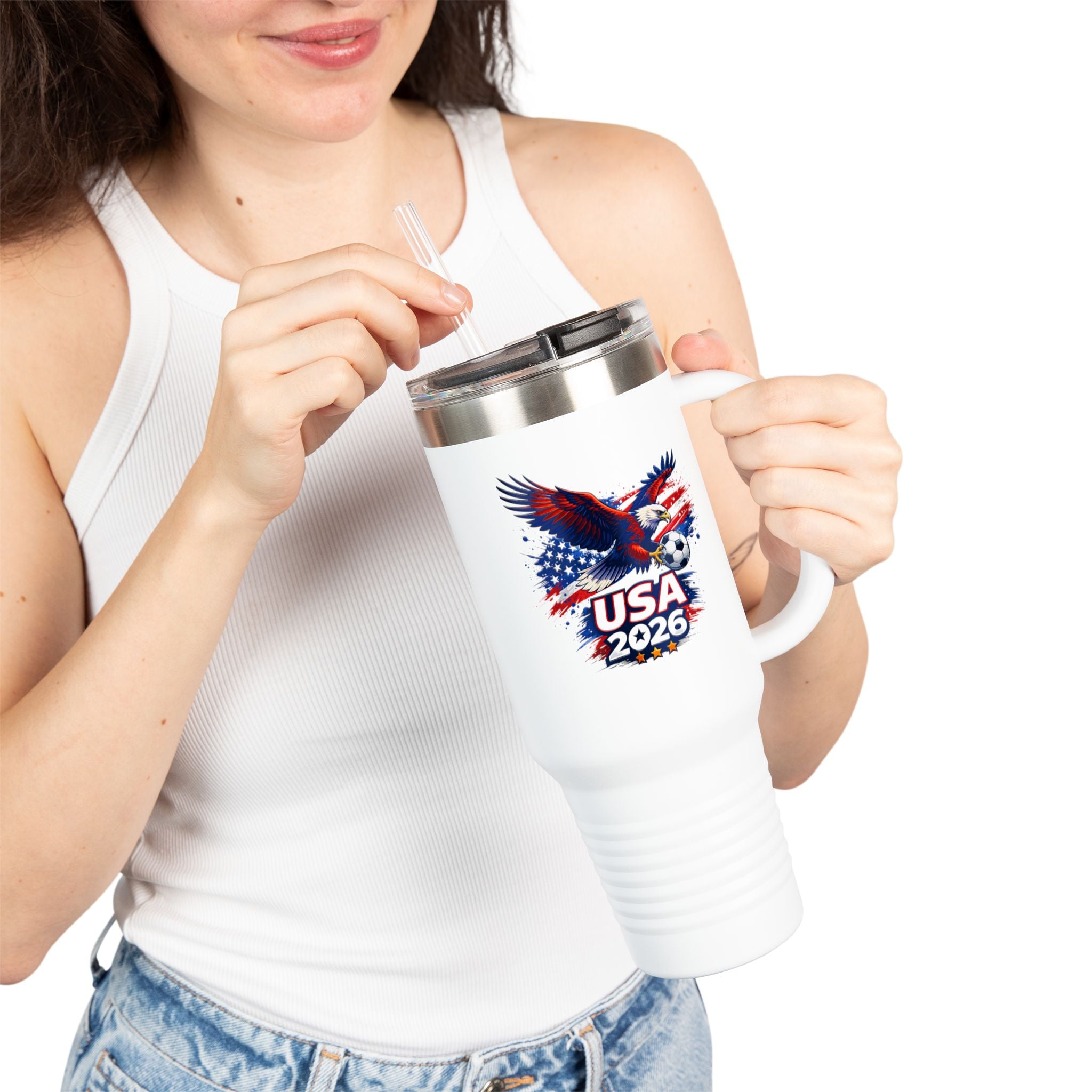 40oz Insulated Travel Mug — Patriotic USA 2026 Eagle Design