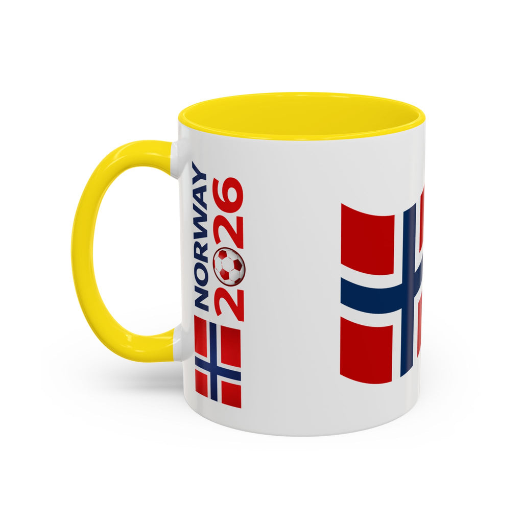 Norway Flag Accent Coffee Mug – Norway 2026 Soccer Fan Ceramic Mug (11/15oz)