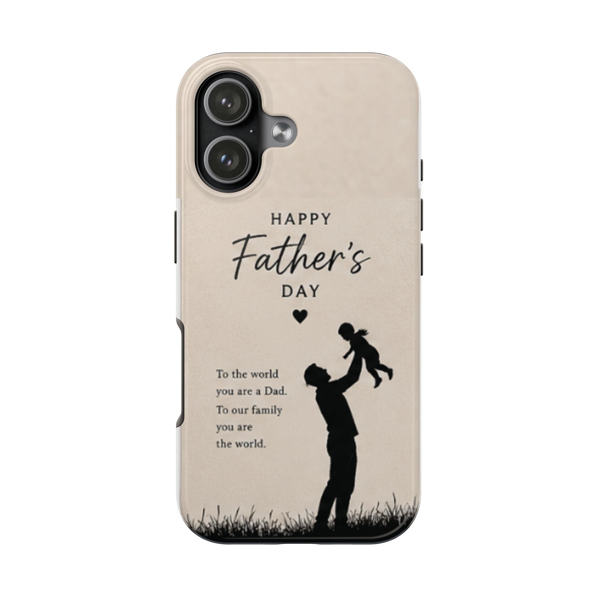 Father's Day Tough Phone Case — "Happy Father's Day" Silhouette Dad & Child Protective Cover