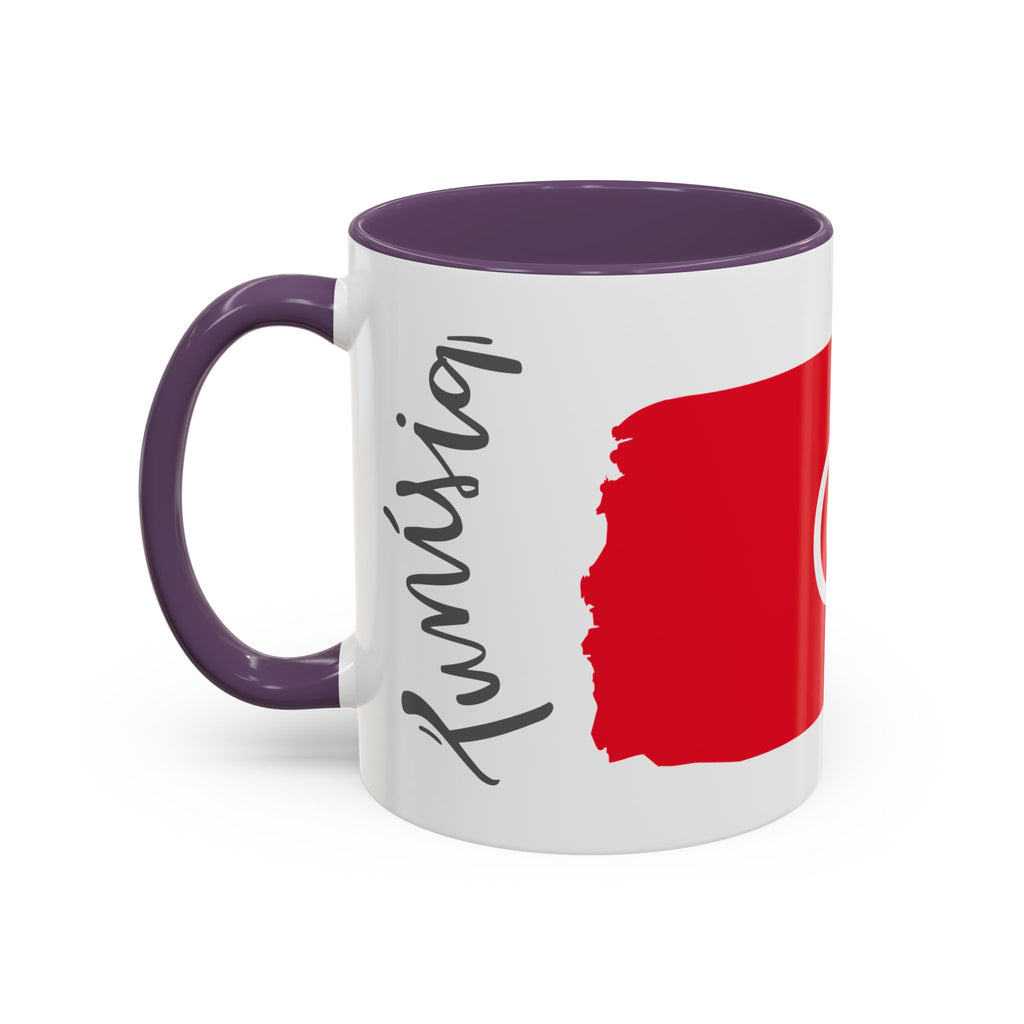 Tunisia Flag Accent Coffee Mug – Red Brushstroke Design (11/15oz)