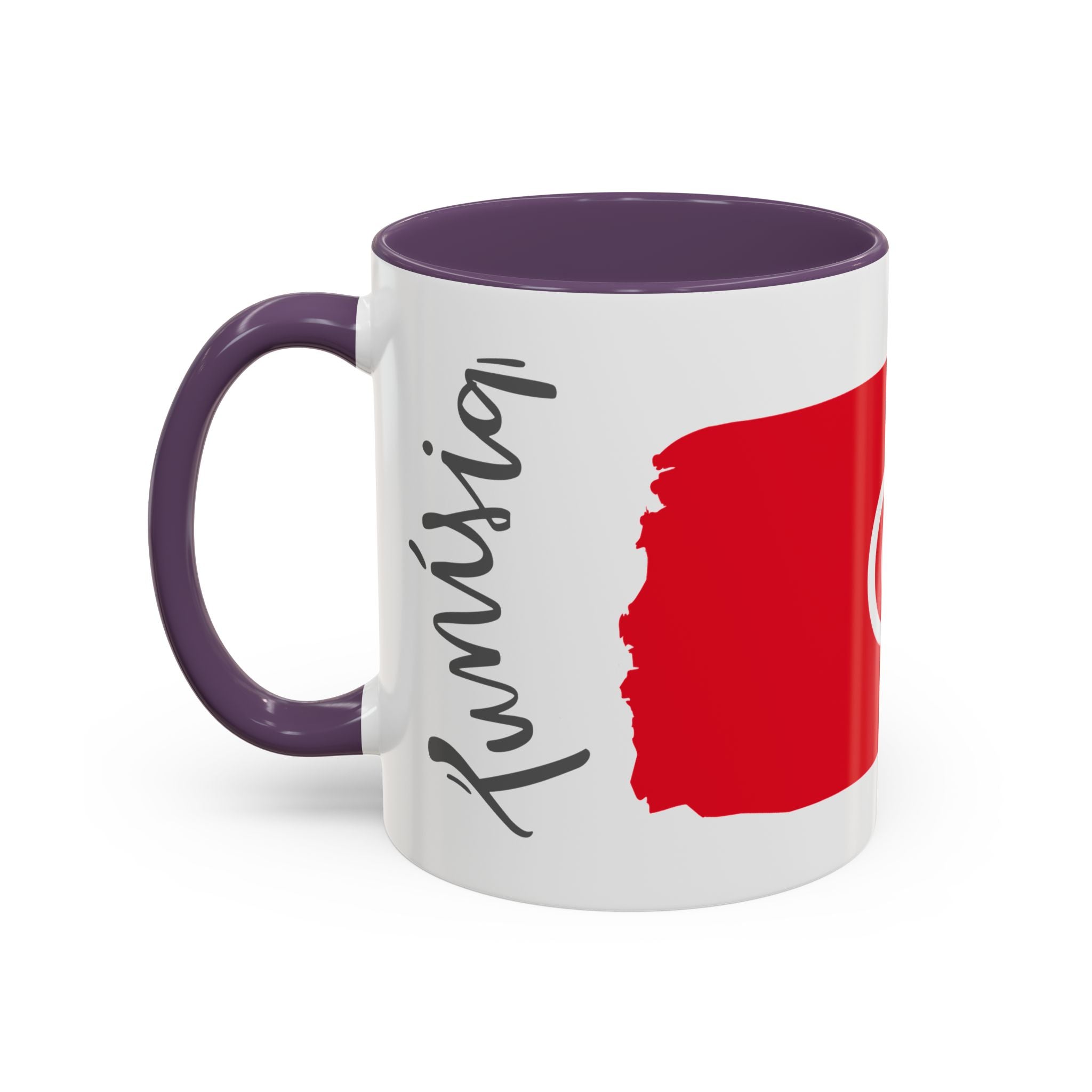 Tunisia Flag Accent Coffee Mug – Red Brushstroke Design (11/15oz)