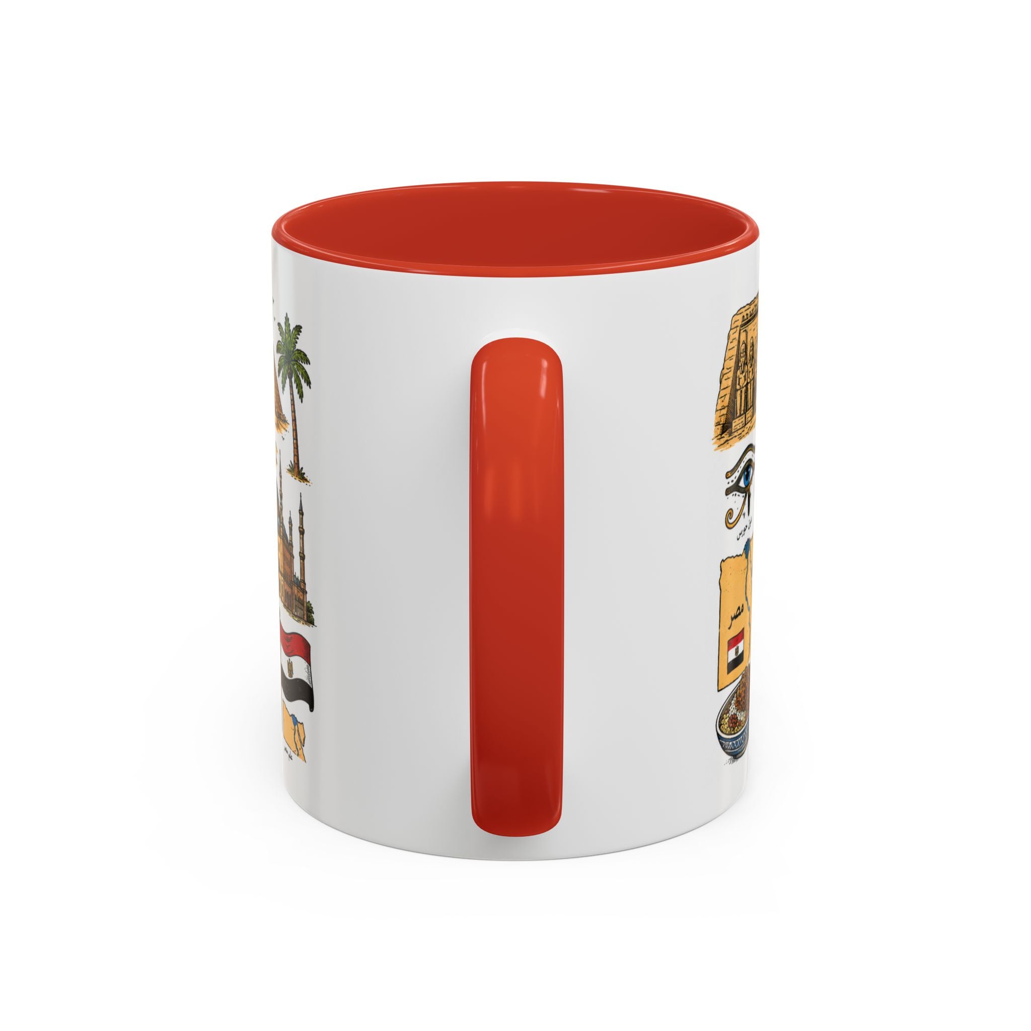 Egypt Landmarks Coffee Mug — Vintage Egyptian Icons & Arabic 'Egypt' Design (11oz)