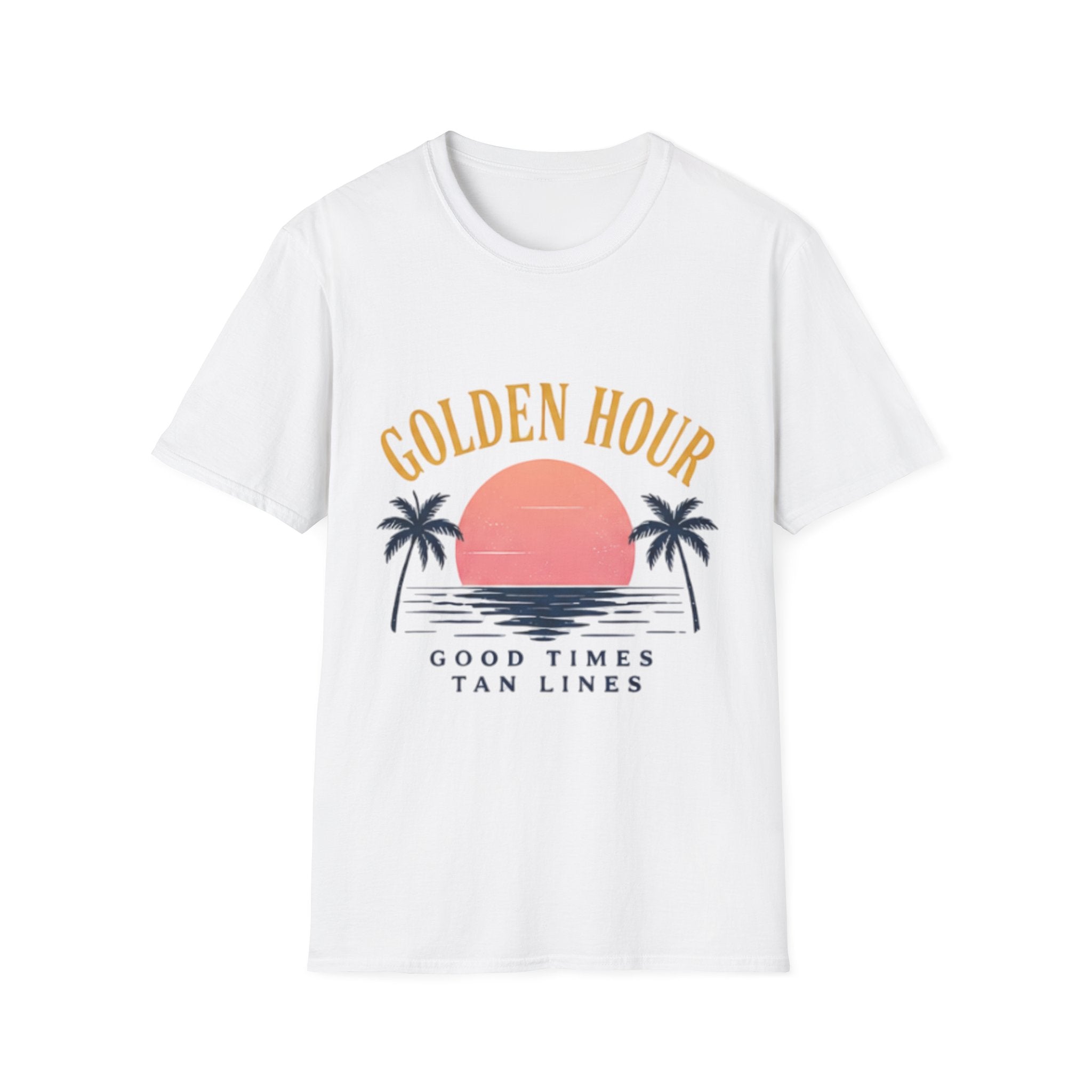 Golden Hour Sunset Tee — "Golden Hour: Good Times Tan Lines" Beach unisex T-Shirt