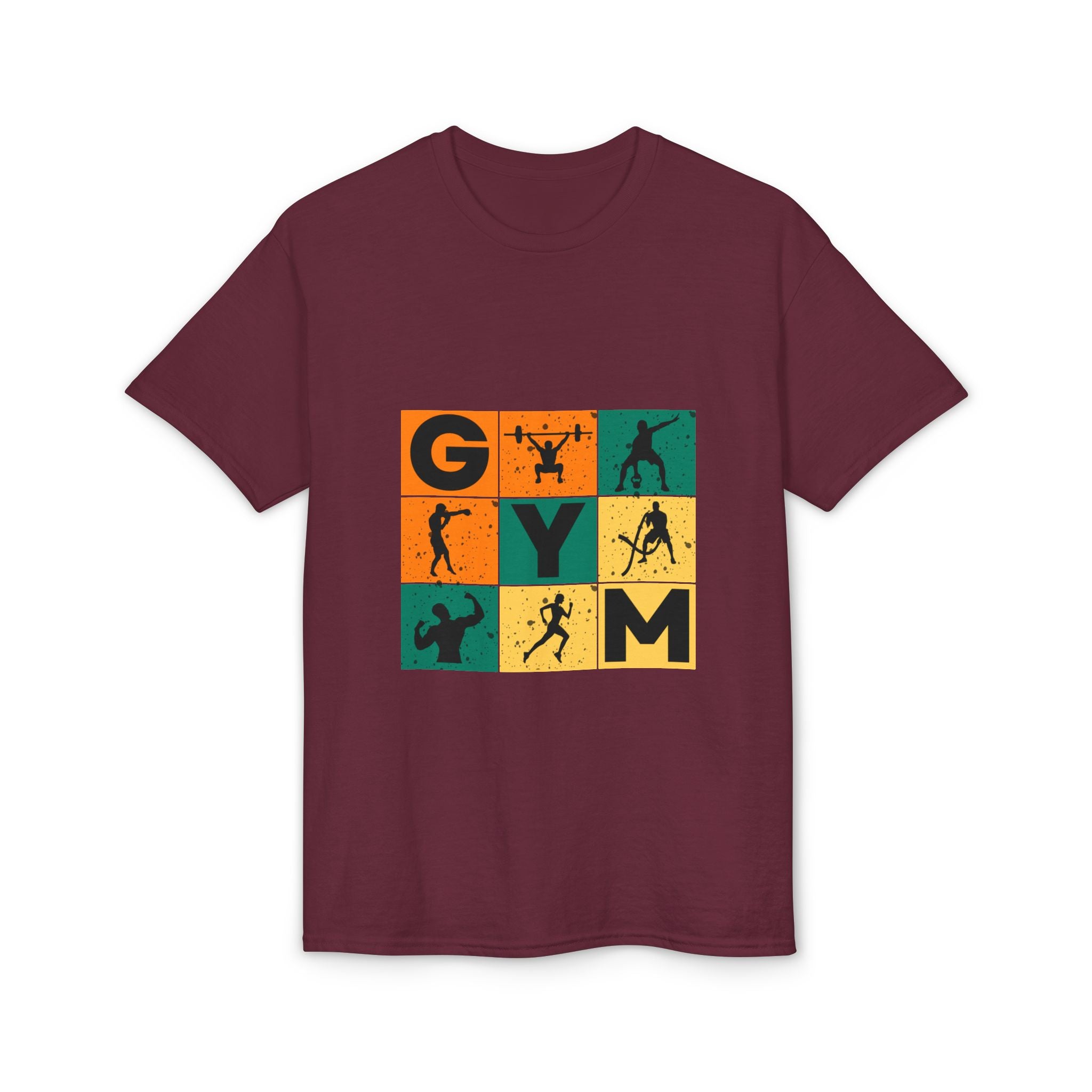 Gym Blocks Graphic T-Shirt — Retro Fitness Silhouette Tee