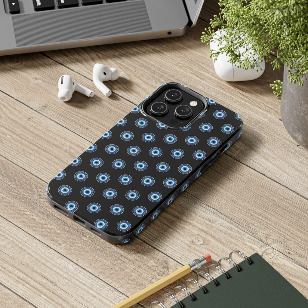 Evil Eye Pattern Tough Phone Case — Protective Blue Nazar Design