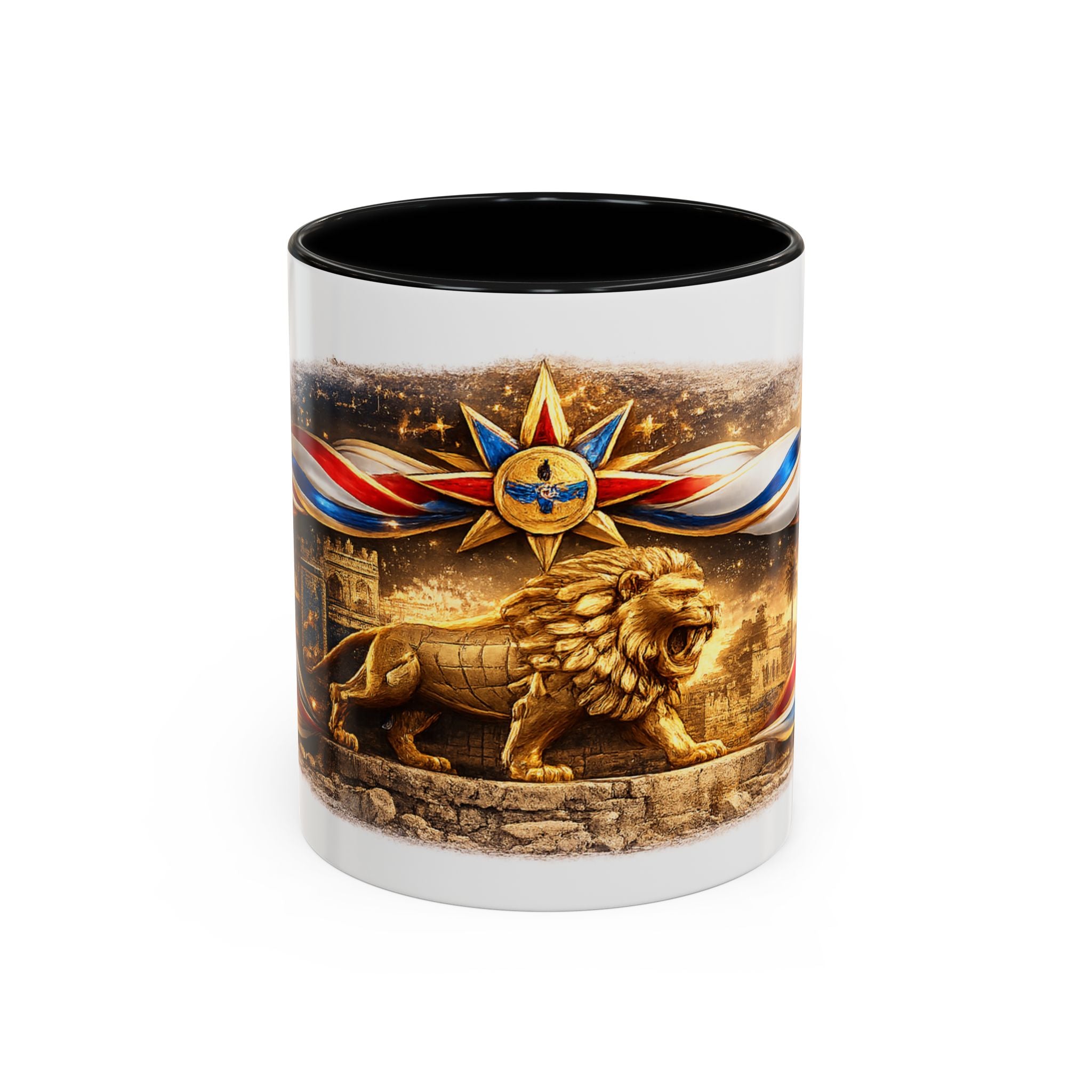 Golden Lion Emblem Accent Coffee Mug (11oz)