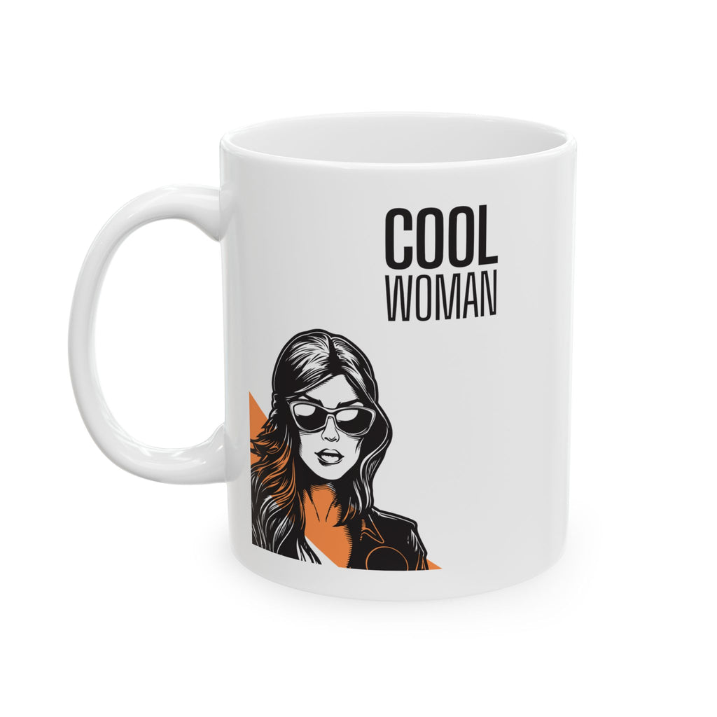 Empowered Woman Ceramic Mug — 'Cool Woman' Illustrated Coffee Cup (11oz/15oz)