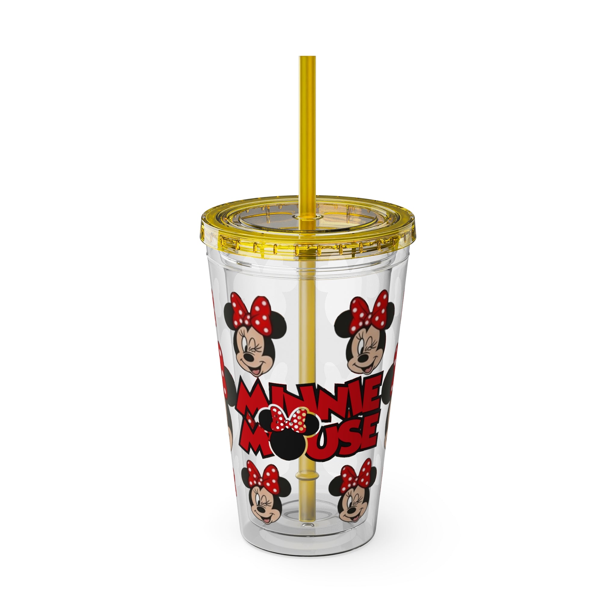 16oz Character Straw Tumbler – Red Polka Dot Bow Design