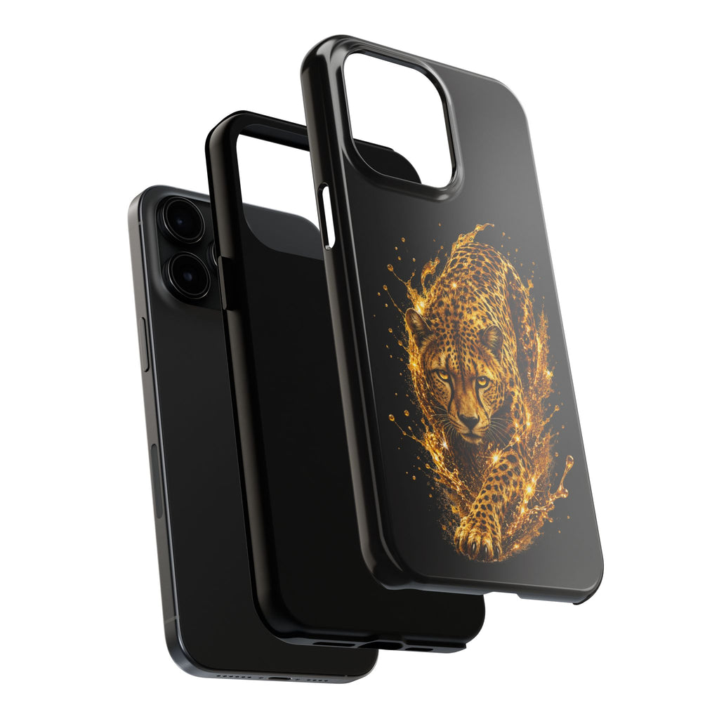 Golden Cheetah Tough Phone Case — Fierce Splash Design, Protective iPhone Cover