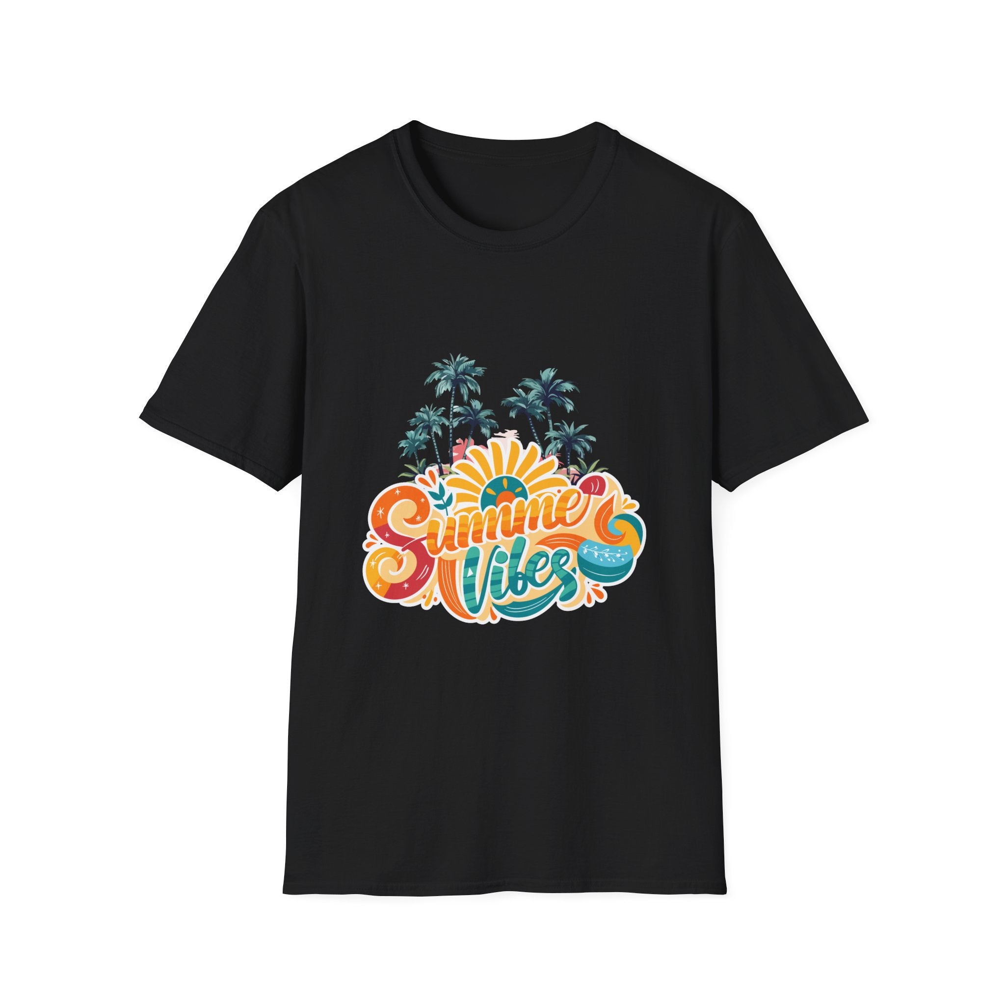 Summer Vibes T-Shirt — Retro Beach Palm Tree Graphic