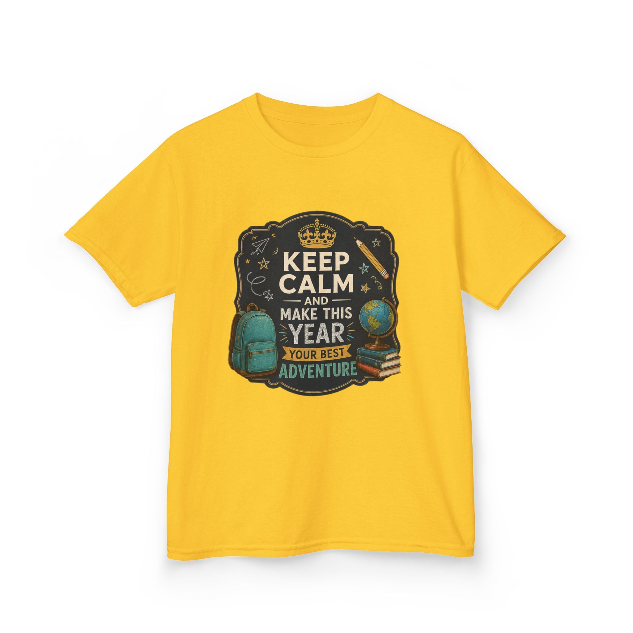Kids Tee — "Keep Calm and Make This Year Your Best Adventure" Travel Graphic