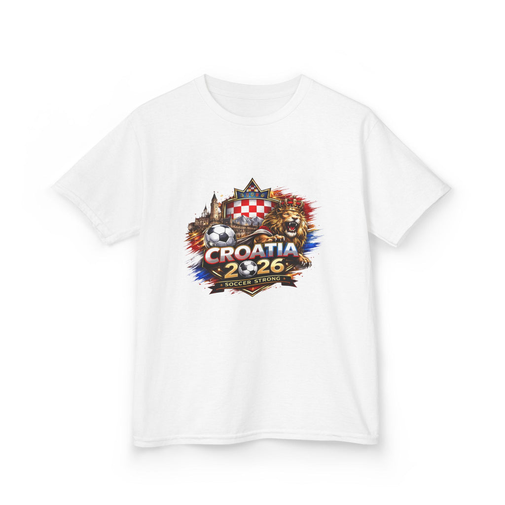 Kids Croatia 2026 Soccer T‑Shirt — National Flag & Crest Football Tee