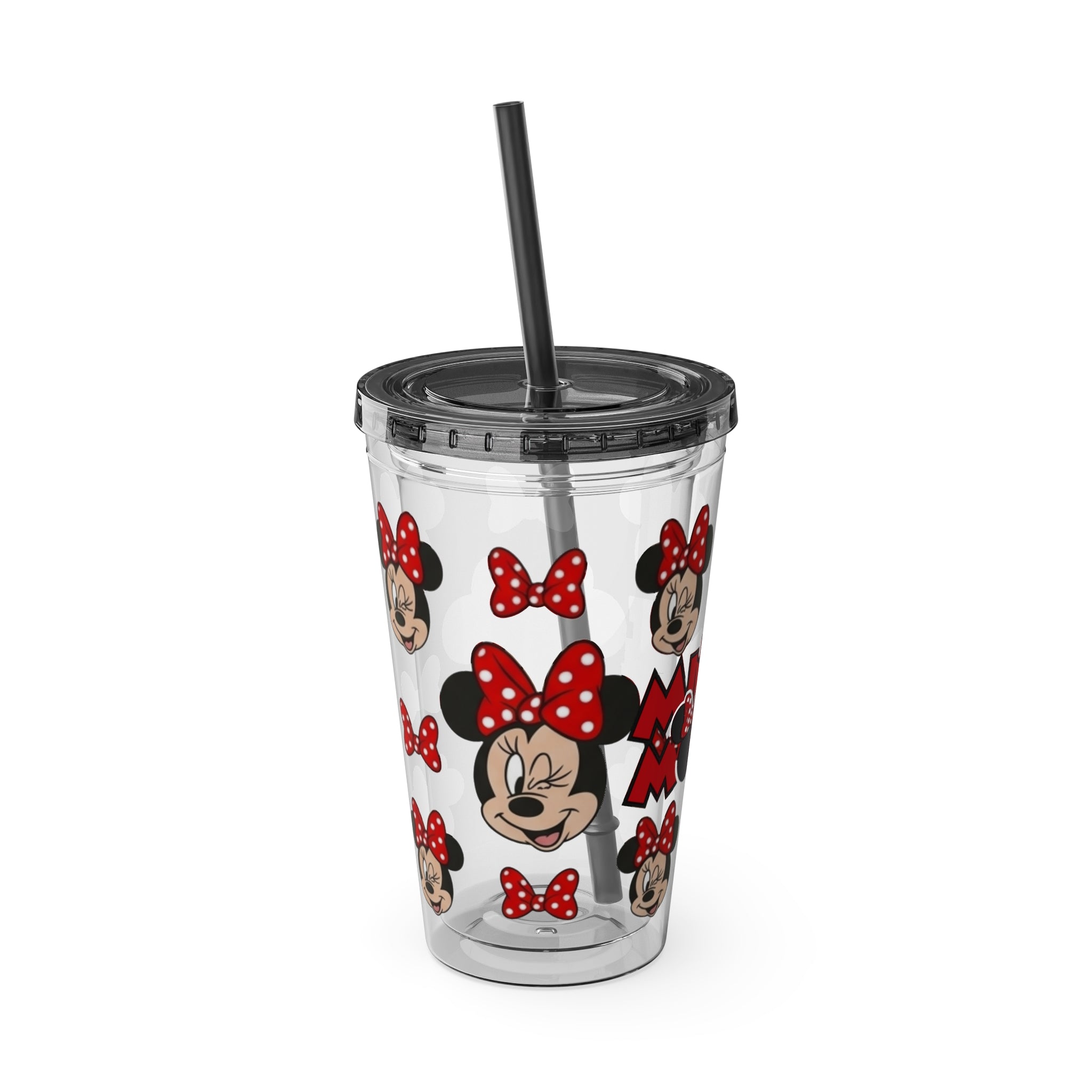 16oz Character Straw Tumbler – Red Polka Dot Bow Design