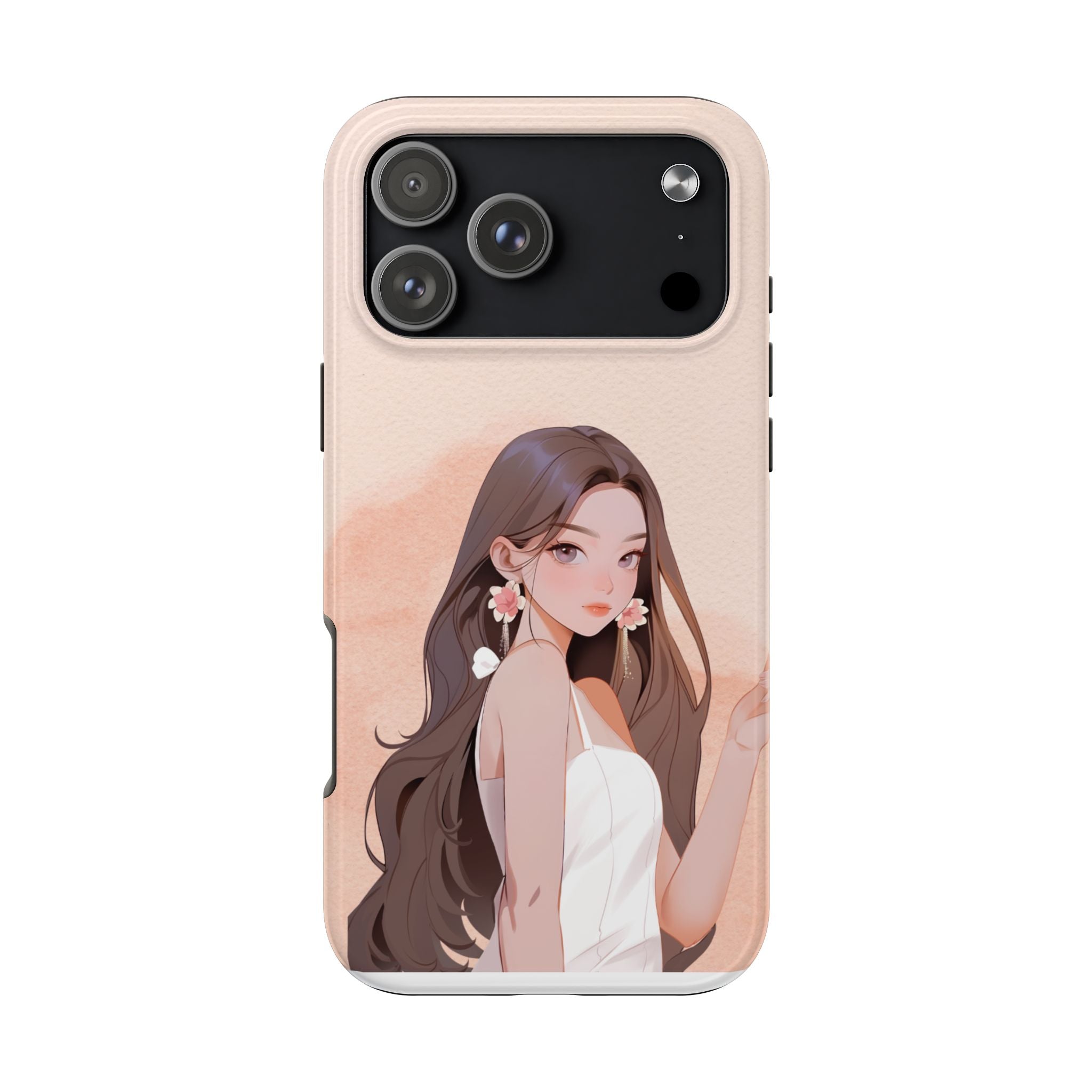 Tough Phone Case — Elegant Anime Girl Illustration, Protective Slim Phone Cover