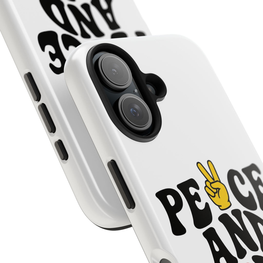 Peace and Love Tough Phone Case — Retro Peace Sign & Heart Protective Cover