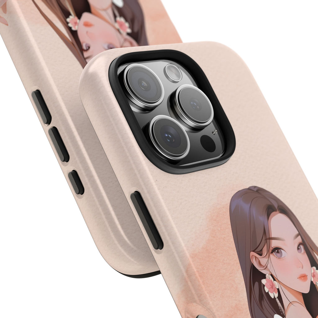 Tough Phone Case — Elegant Anime Girl Illustration, Protective Slim Phone Cover