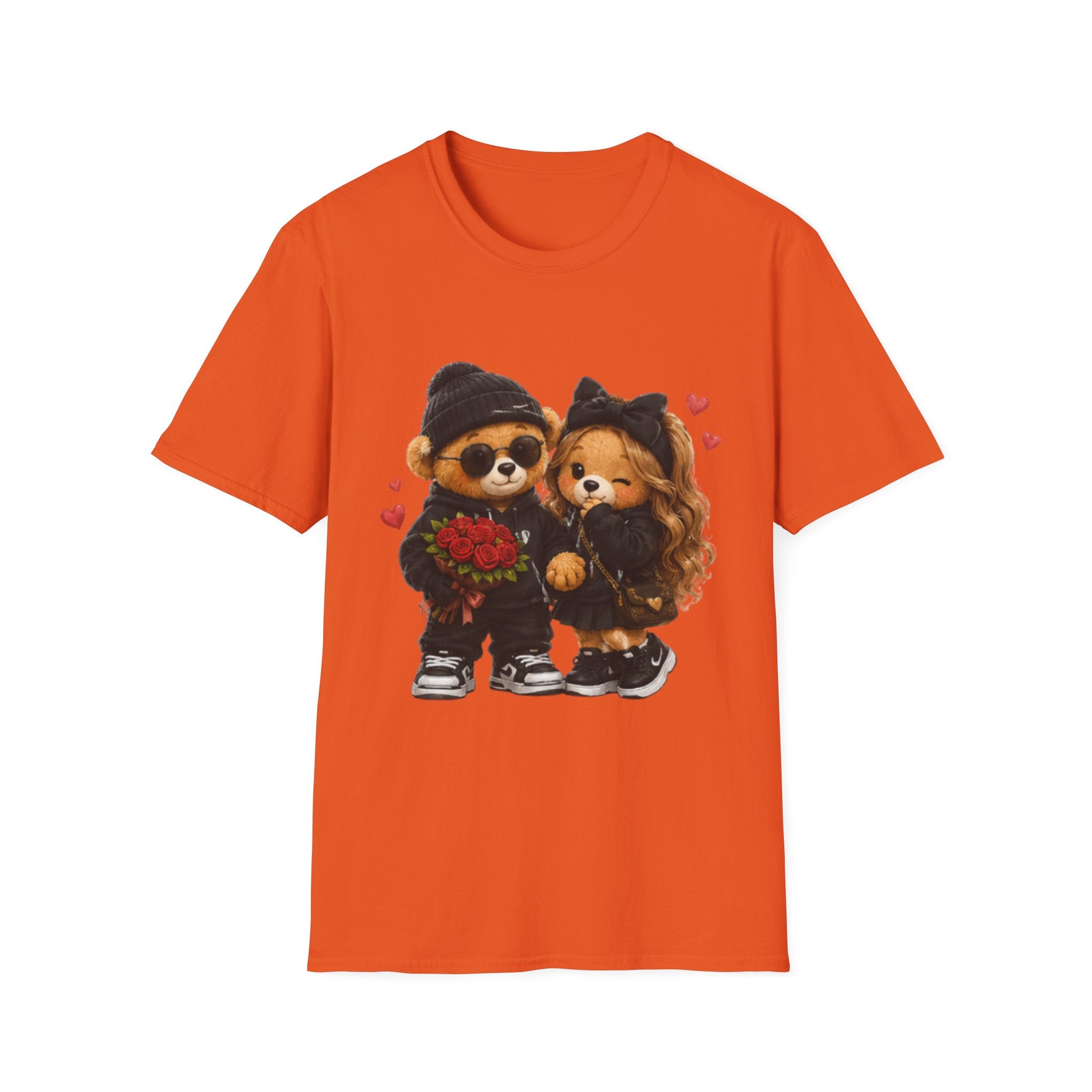 Cute Couple Bears unisex T-Shirt - Romantic Valentine’s Day Graphic Tee with Teddy Pair Holding Roses