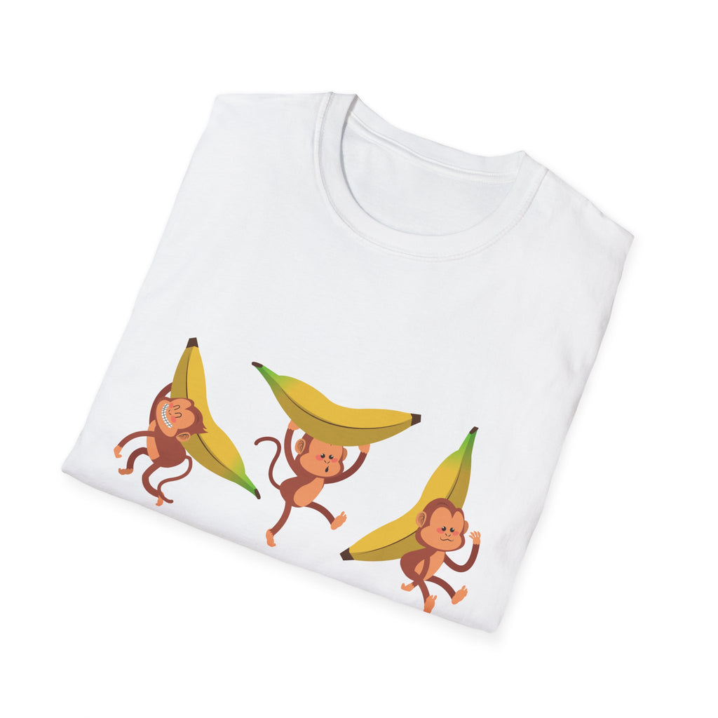 Monkey Banana Dance T-Shirt — Cute Tropical Cartoon Trio Tee