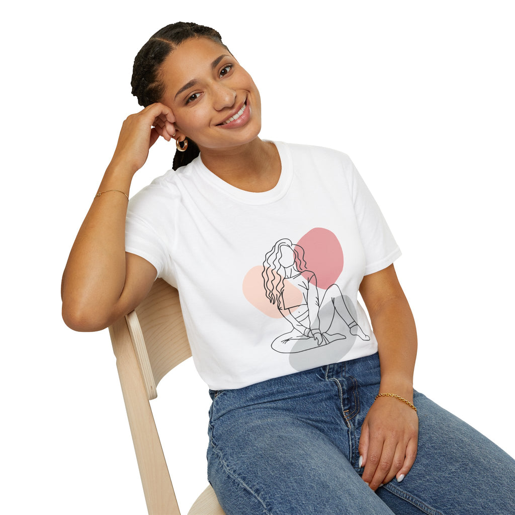 Abstract Line Art Woman T-Shirt — Minimalist Feminine Graphic Tee