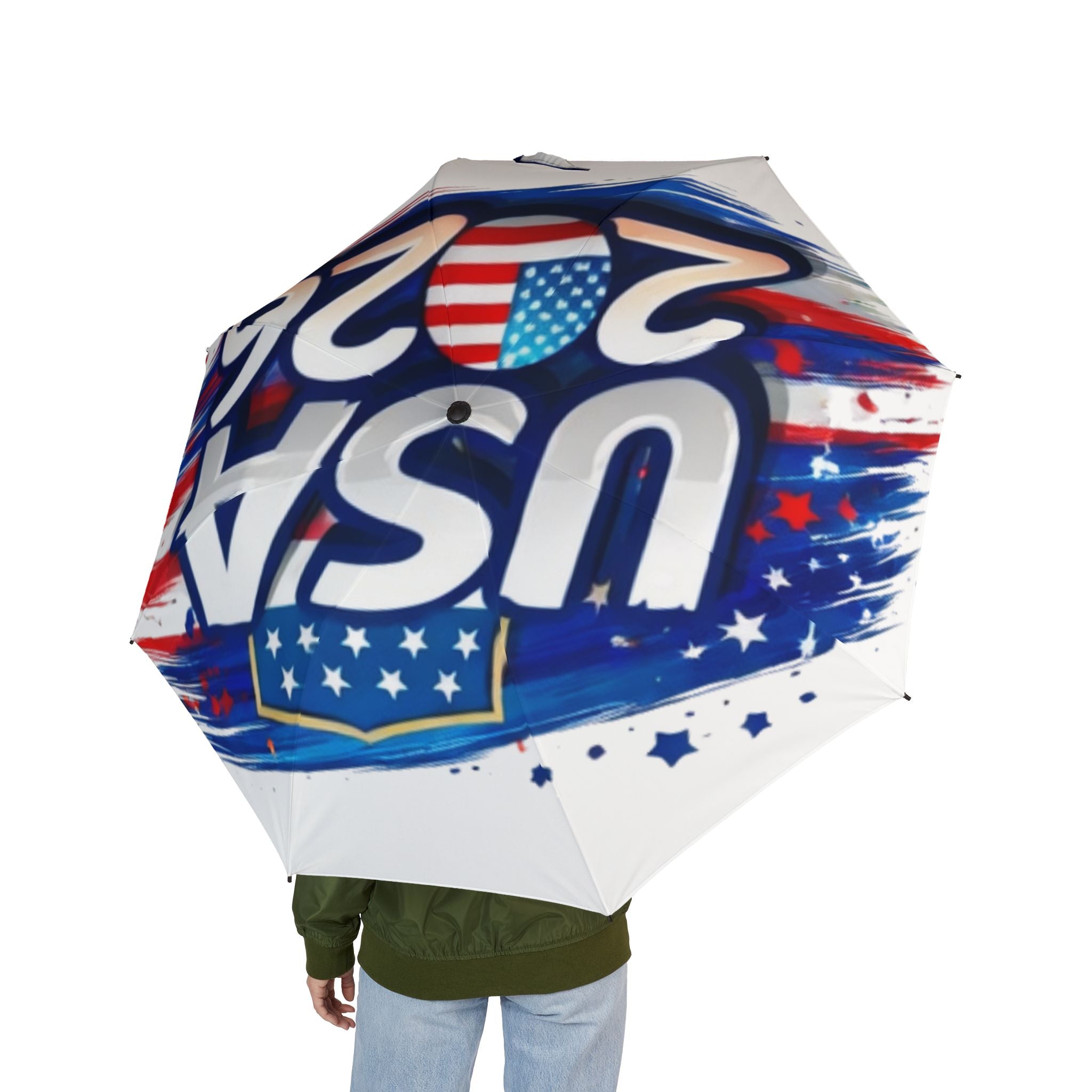 Patriotic USA Foldable Umbrella - 4th of July Travel Rain Sun Shield