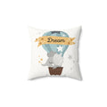 Nursery Pillow - 'Dream' Elephant Hot Air Balloon Faux Suede