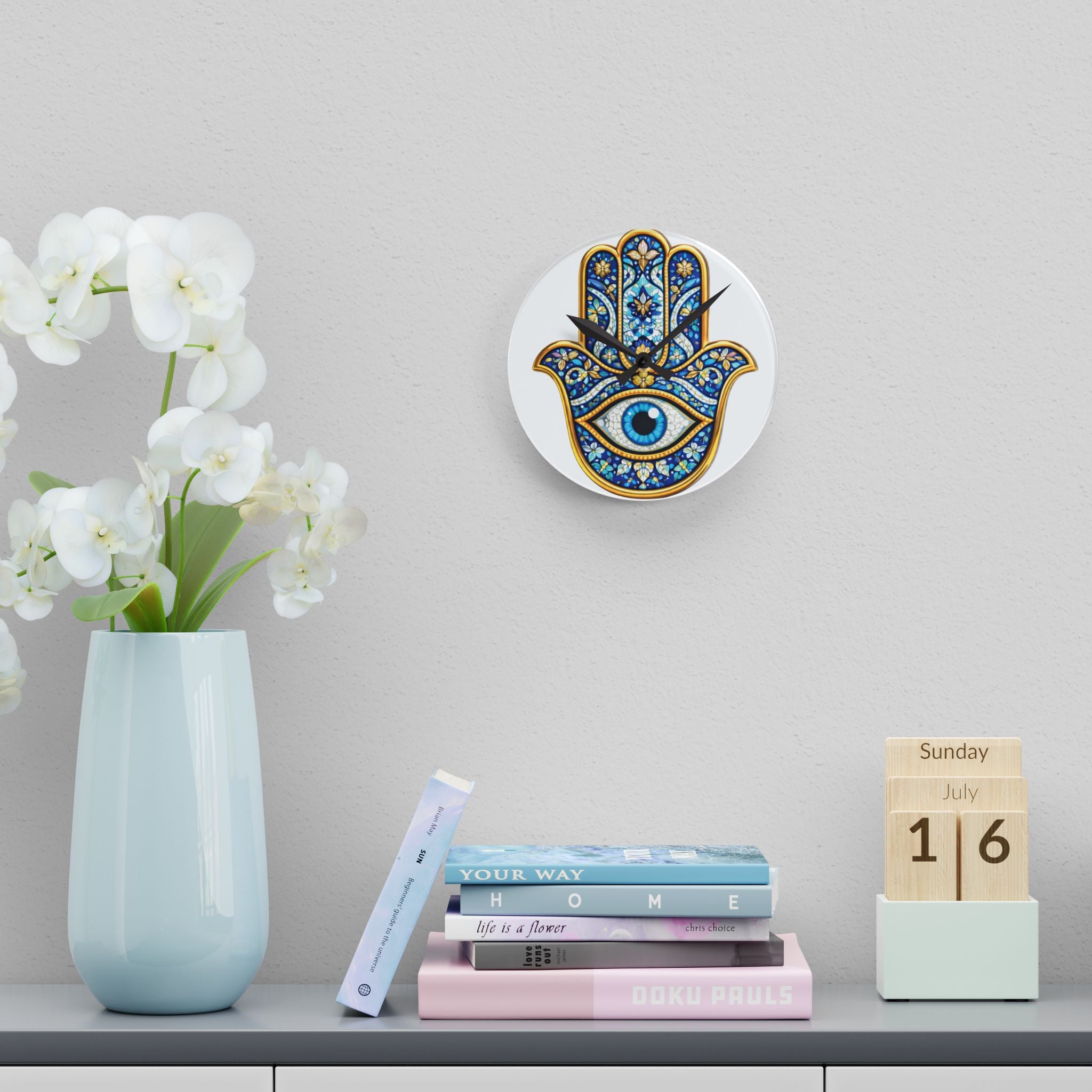 Hamsa Evil Eye Acrylic Wall Clock