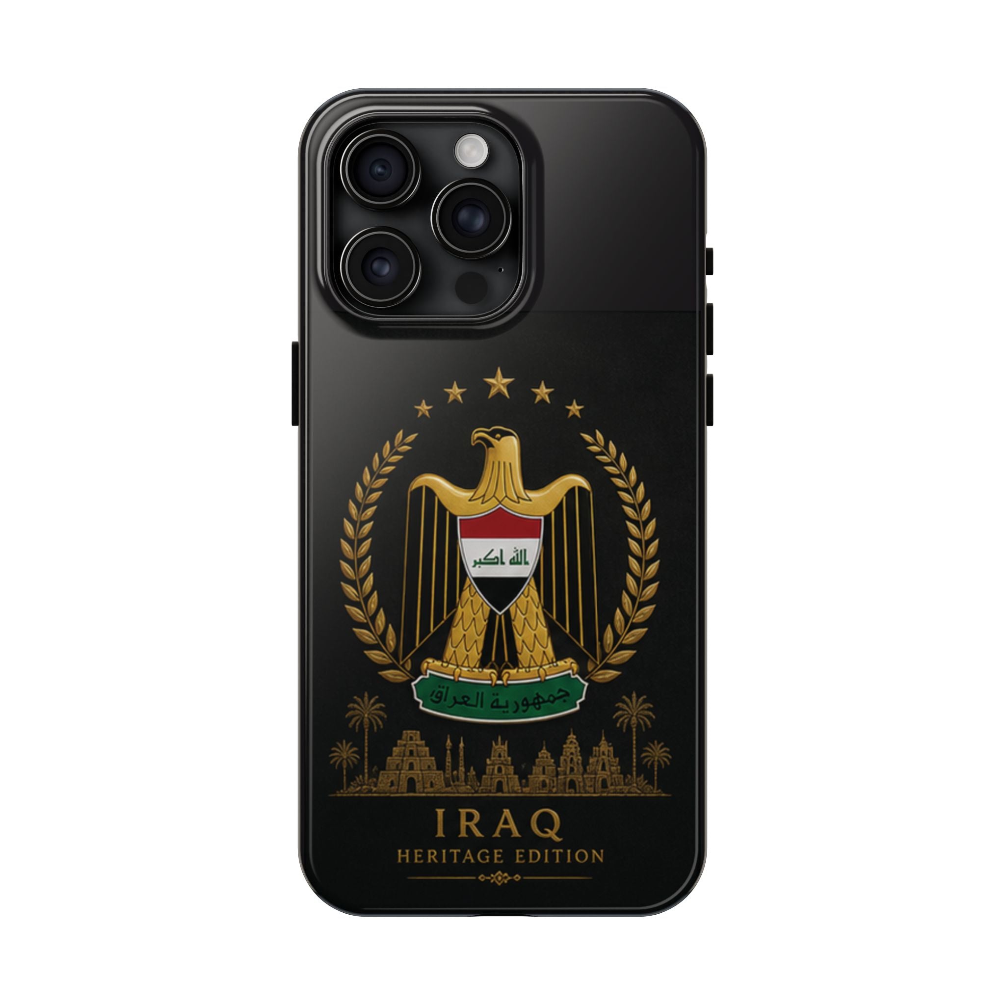 Iraq Coat of Arms Tough Phone Case — Arabic ‘Allahu Akbar’ Military Eagle Design