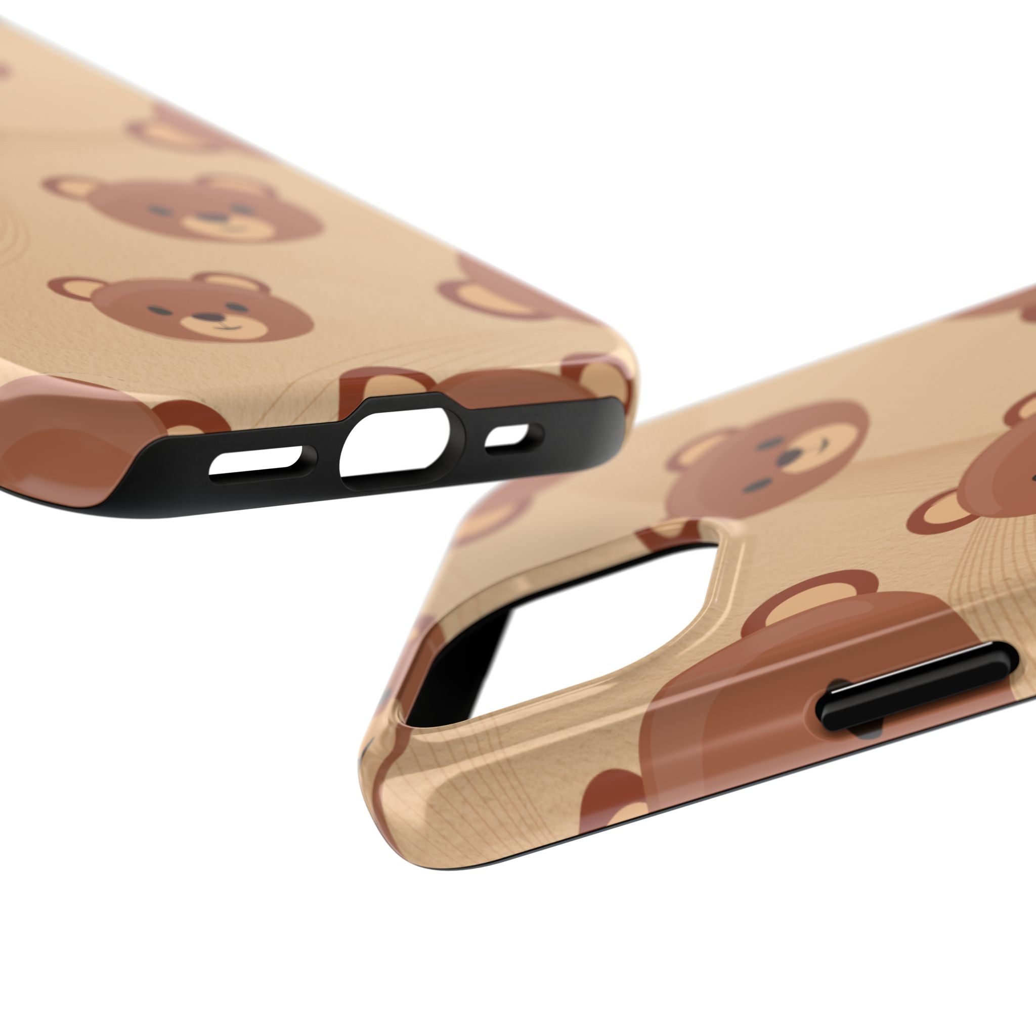 Bear Pattern Tough Phone Case — Cute Brown Bear Protective Phone Cover