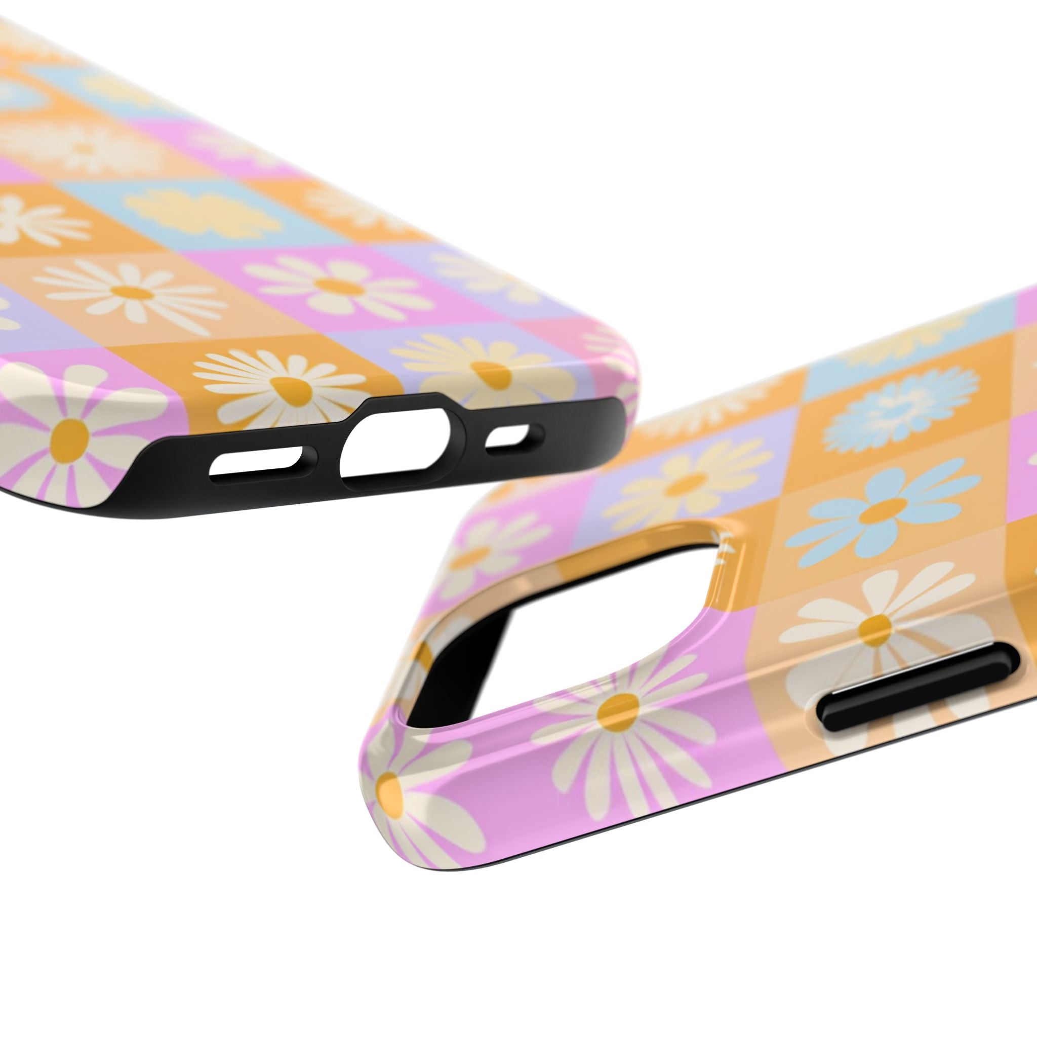 Daisy Check Tough Phone Case – Retro Pastel Floral iPhone Cover