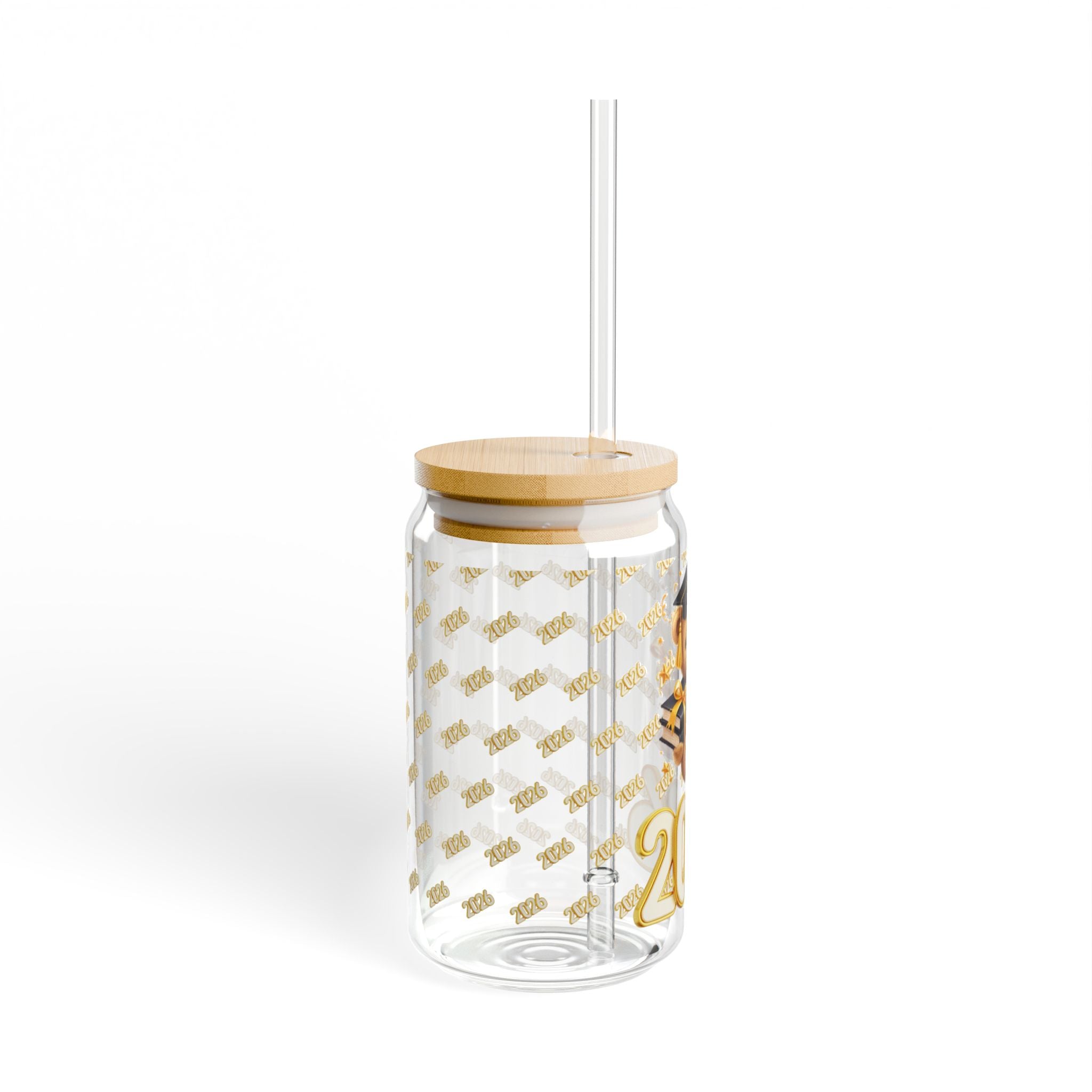 2026 Graduation Bear Sipper Glass – 16oz Cute Grad Keepsake Tumbler