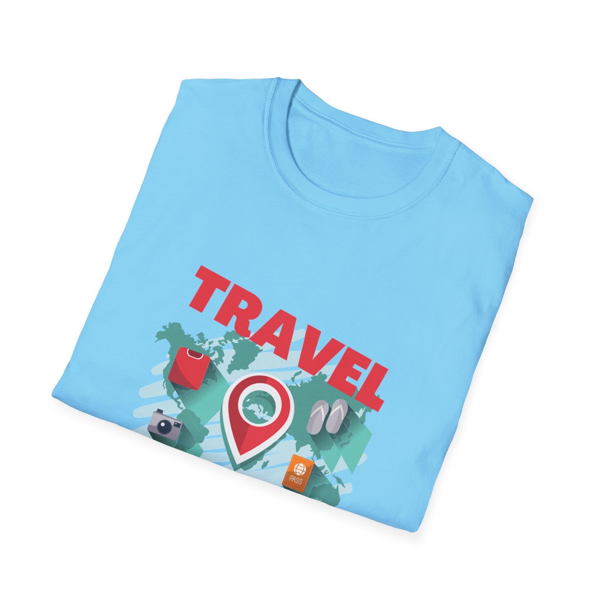 Travel Is My Therapy T-Shirt — Wanderlust Map Tee for Travelers & Adventure Lovers