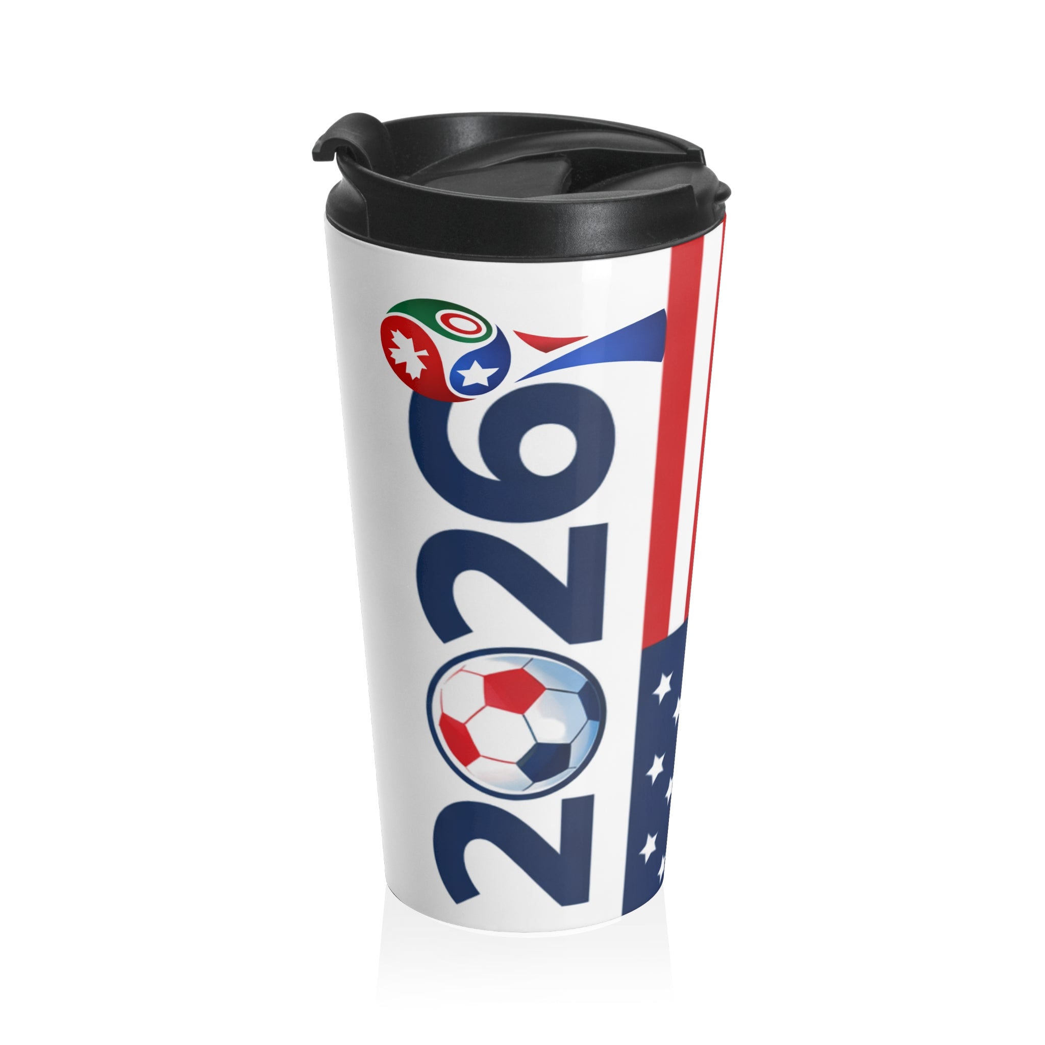 Patriotic Stainless Steel Travel Mug — USA Flag Stars & Stripes Design