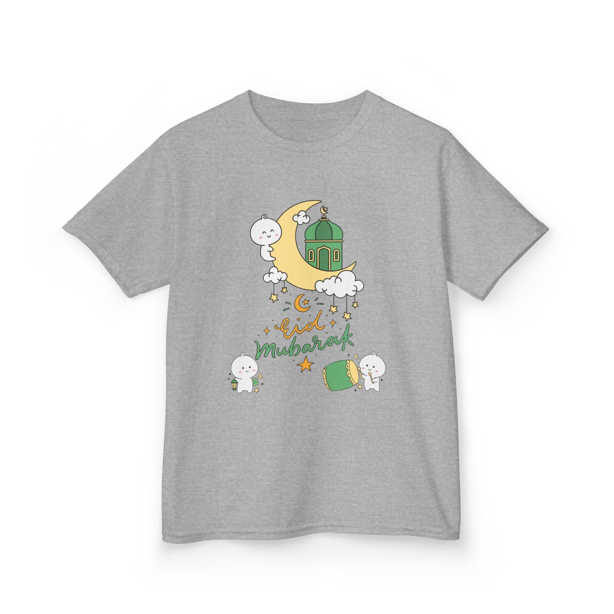 Kids Eid Mubarak Tee — Cute Crescent Moon & Mosque Ramadan Shirt