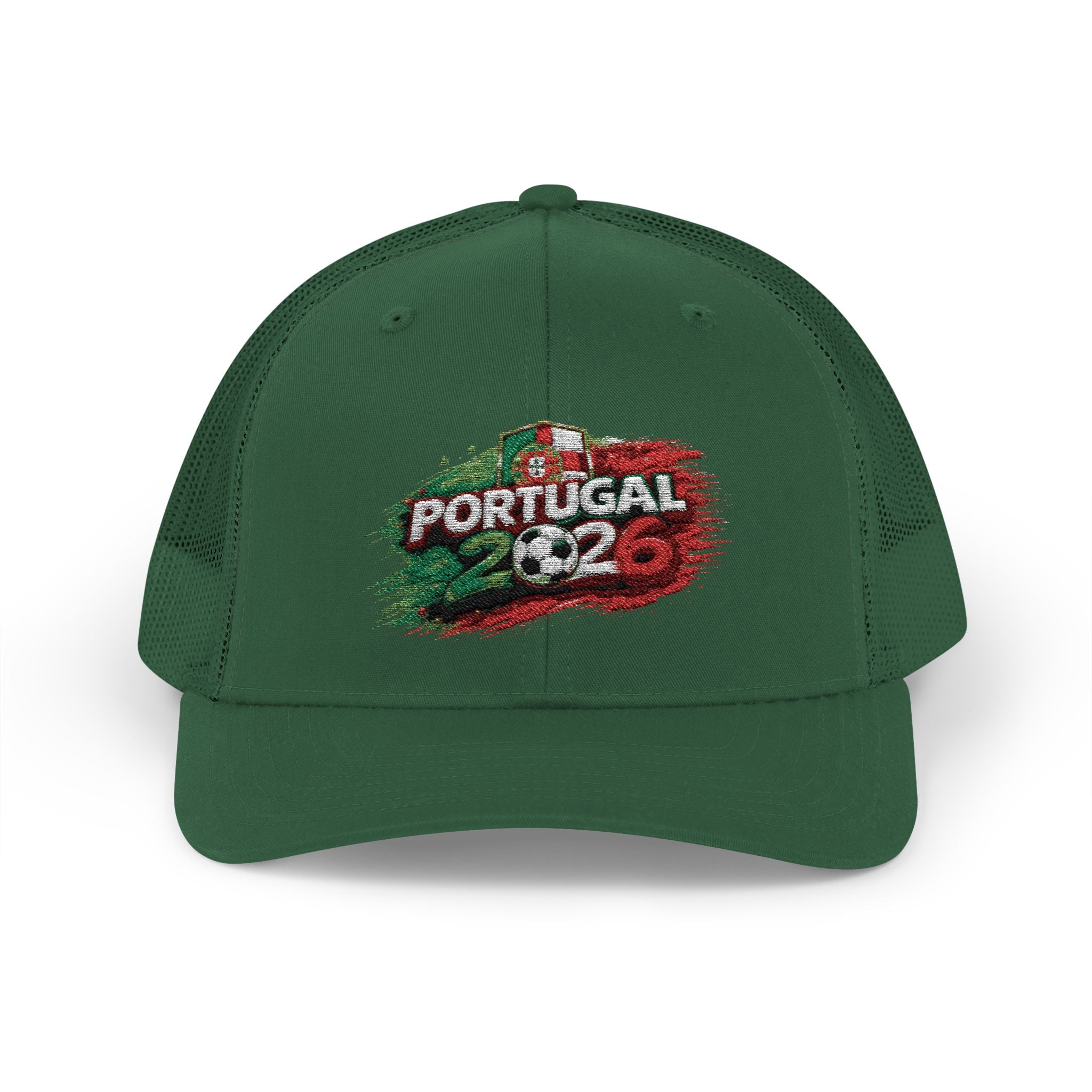 Portugal 2026 Soccer Snapback Trucker Cap – Vintage Flag Brushstroke Design