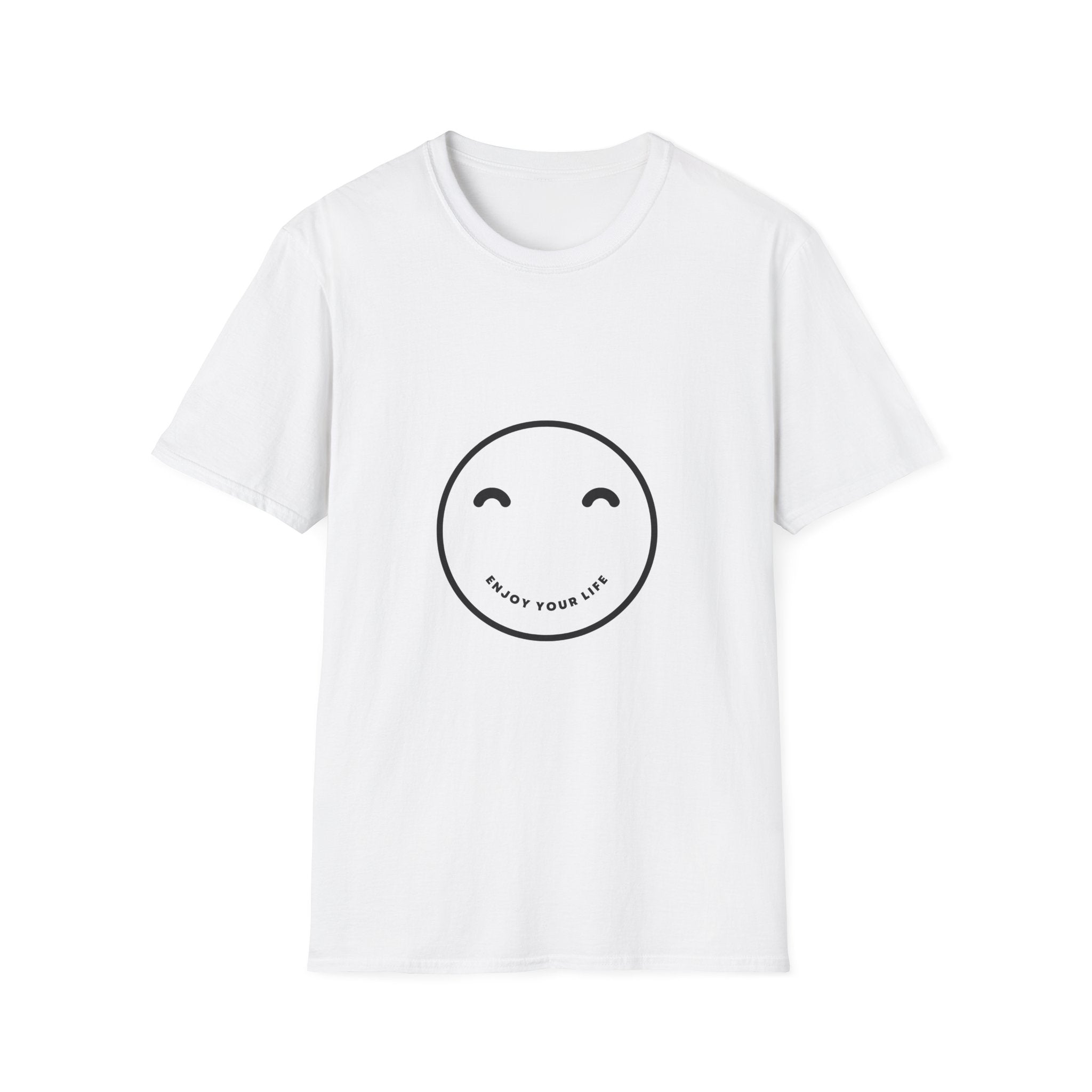 Smiley Face T-Shirt — "Enjoy Your Life" Minimal Graphic Tee